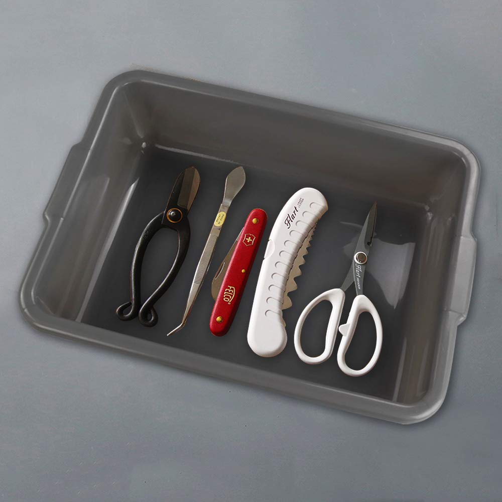 Teyyvn Plastic Bus/Utility Box Set of 4 - Heavy Duty Commercial Wash Basin Tote for Cleaning, Storage & Organization - Perfect for Restaurants, Schools & Janitorial Use