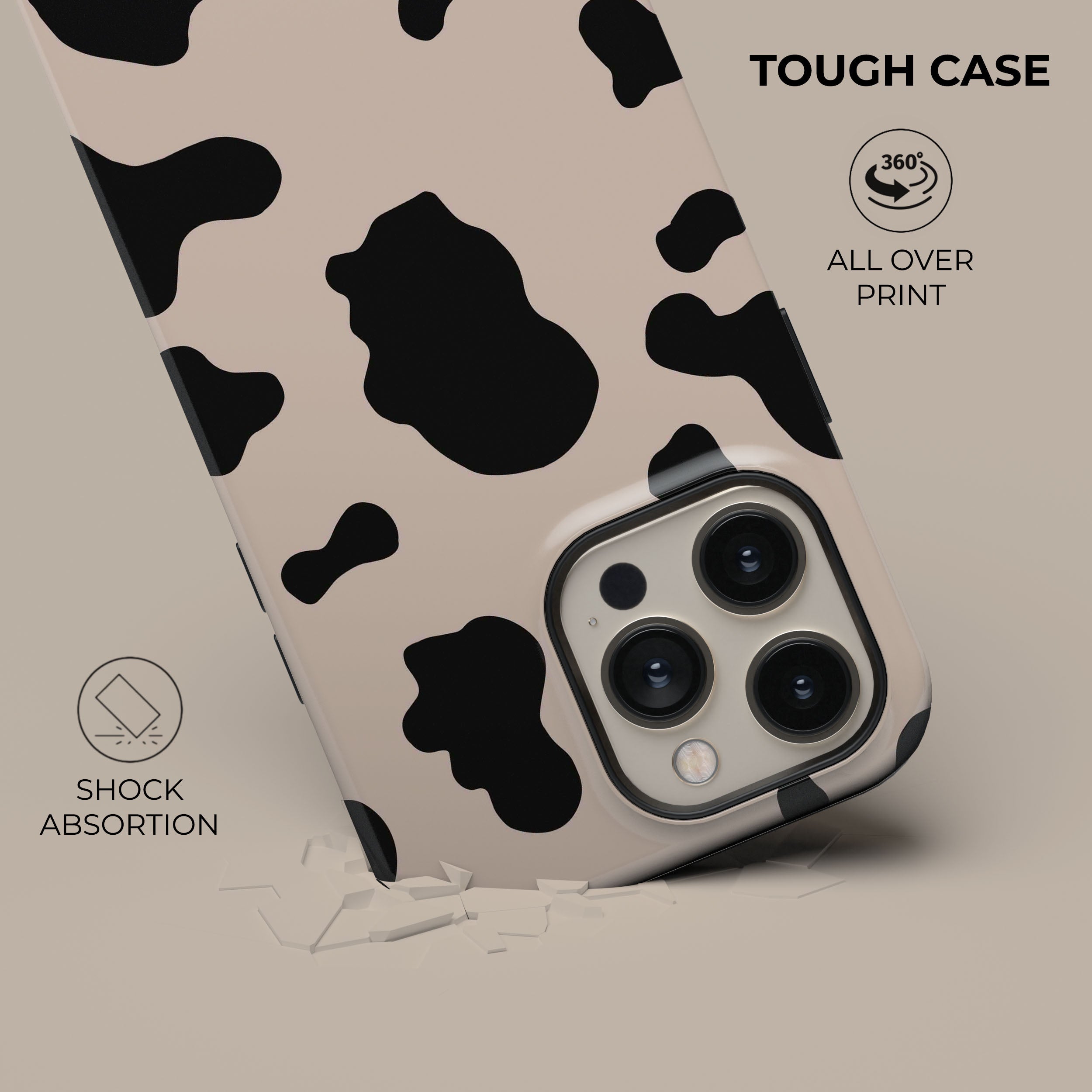 Cute Pink Cow Print Phone Case - Shockproof & Durable Cover for iPhone 12/13/14 Pro Max - Perfect for Girls, Teens & Women (Farm Animal Theme) - Great for Daily Use, School, Work & Travel