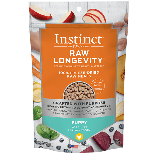 Instinct Raw Longevity Chicken Recipe 100% Freeze Dried Puppy Food - High Protein Grain-Free Dog Food for Small & Large Breeds | Perfect for Training, Travel & Outdoor Adventures