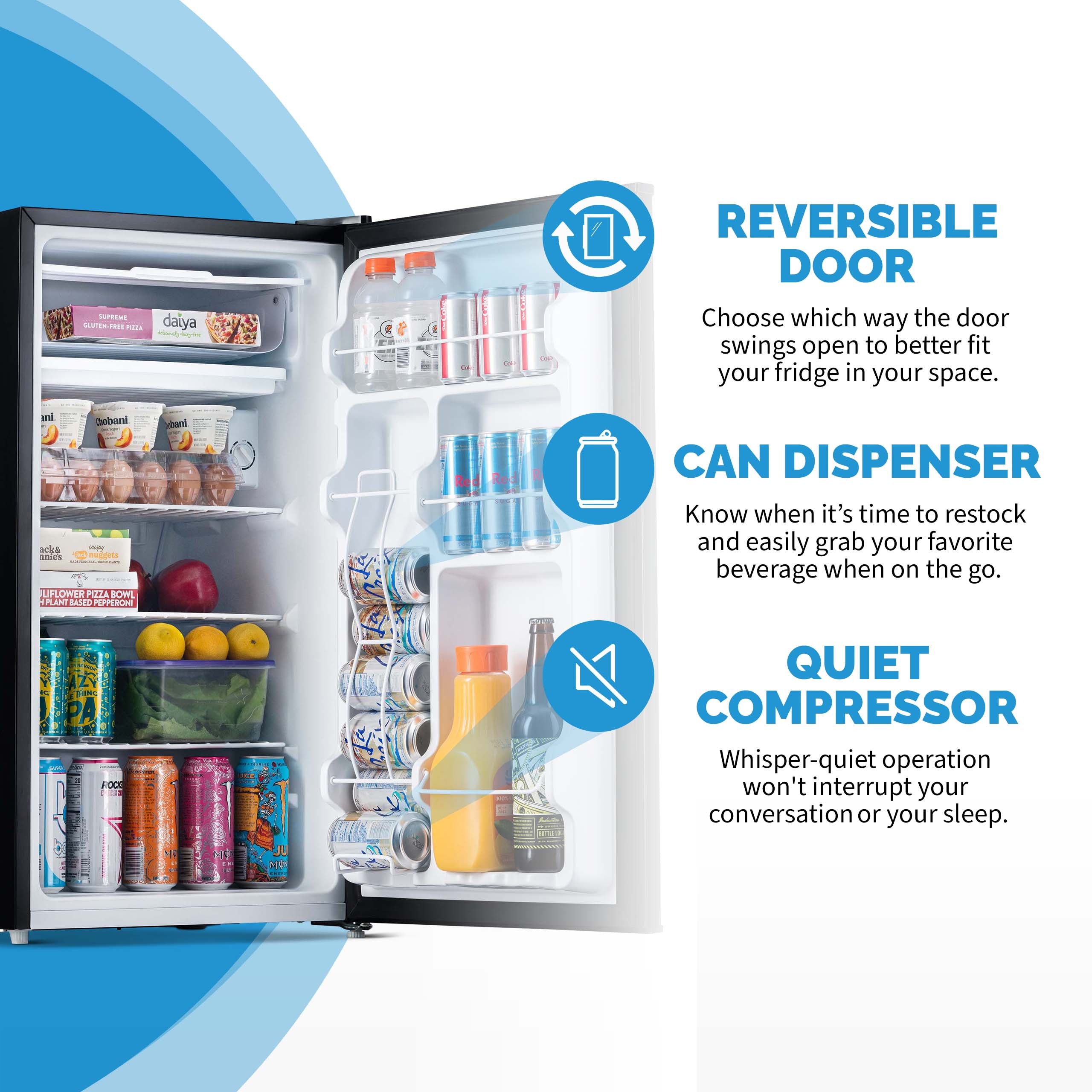 Newair® 3.3 Cu. Ft. Compact Mini Fridge with Freezer - Energy Efficient Black Refrigerator for Bedroom, Dorm, Office & Small Spaces - Perfect for Snacks, Drinks & Personal Food Storage