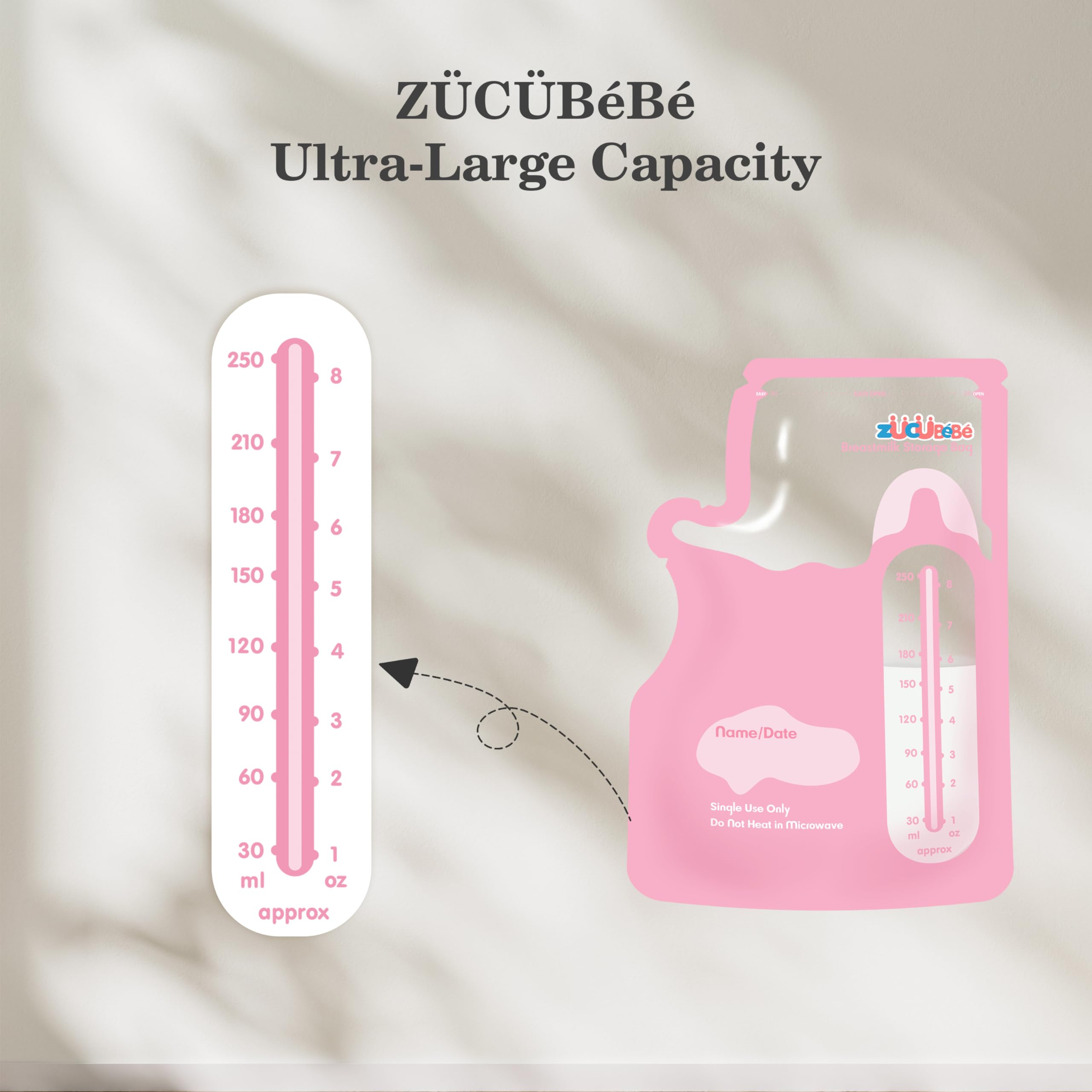 150 Count Breastmilk Storage Bags - 8oz BPA Free Breastfeeding Bags with Easy Pour Spout & Self-Standing Design for Refrigeration & Freezing - Ideal for Nursing Moms at Home or Travel