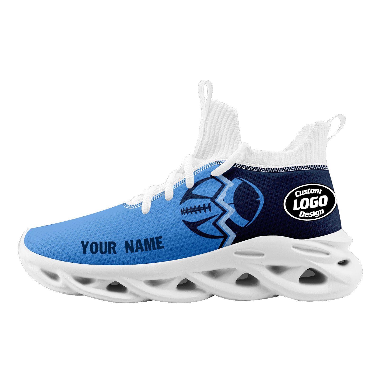 Custom Personalized Tennessee MaxSoul Shoes & Hat Set - Deep Blue & Light Blue Combo | Perfect for Sports Fans, Streetwear Fashion & Gift Giving (D028017-32)