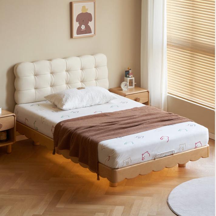 Solid Beech Wood Kids Platform Bed - No Headboard, Eco-Friendly & Sturdy for Toddler & Children's Bedroom - Perfect for Small Spaces & Montessori Style Rooms