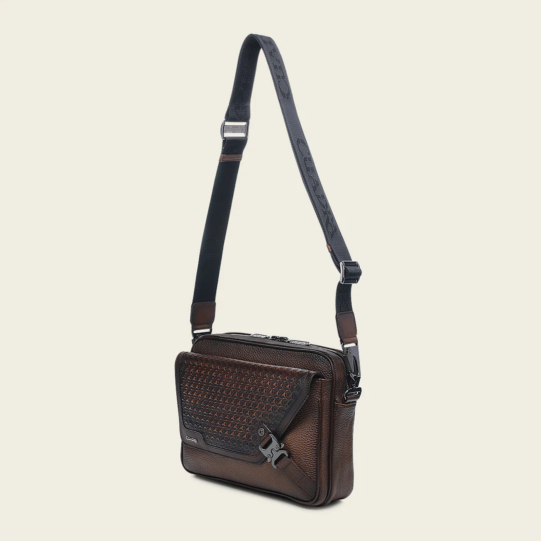 BOC30RS Genuine Cowhide Crossbody Messenger Bag for Men & Women - Stylish Casual Fashion Honey Brown Leather Shoulder Bag - Perfect for Work, Travel & Daily Use
