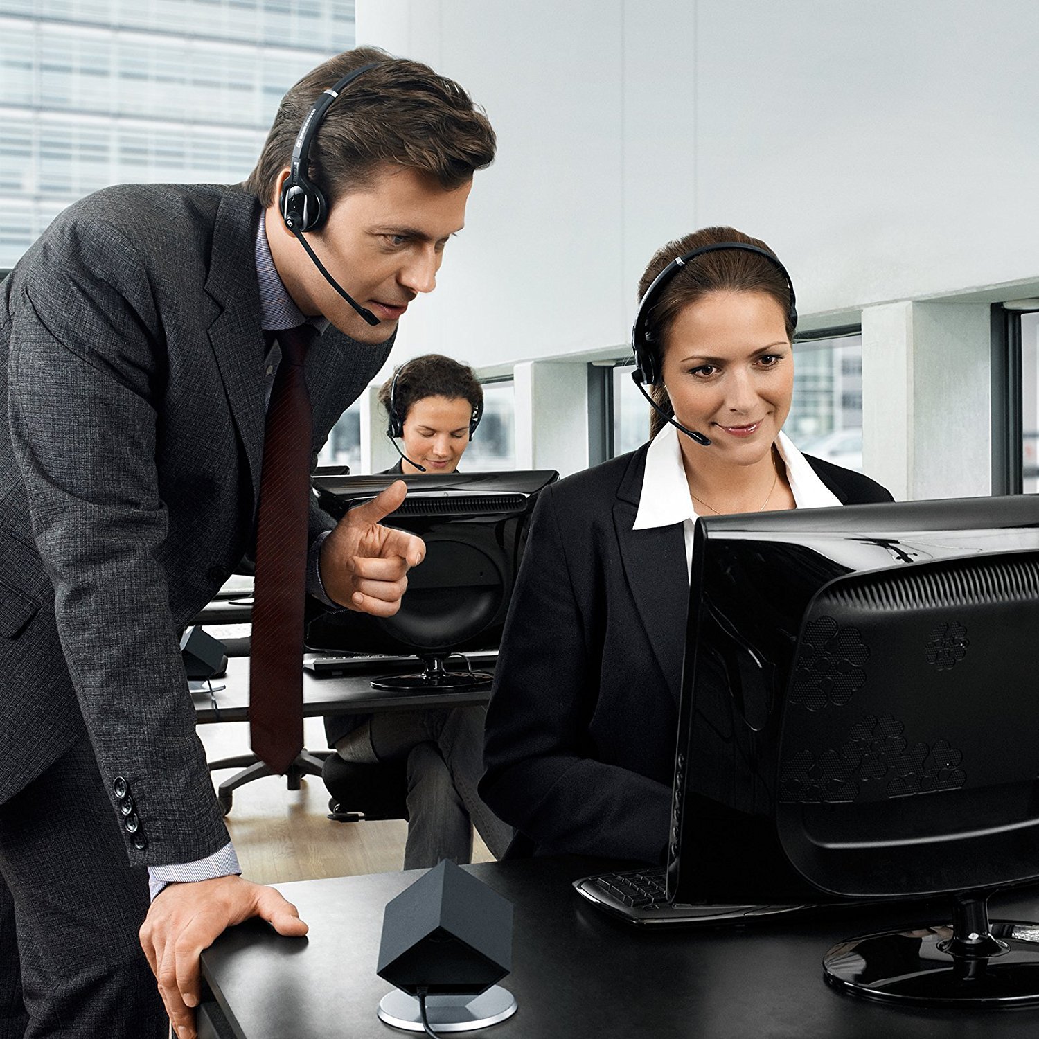 Sennheiser DW Pro 1 Single-Ear Wireless Office Headset with DECT 6.0 - Noise-Canceling Microphone for PC & Mac - Ideal for Remote Work, Call Centers & Business Communications