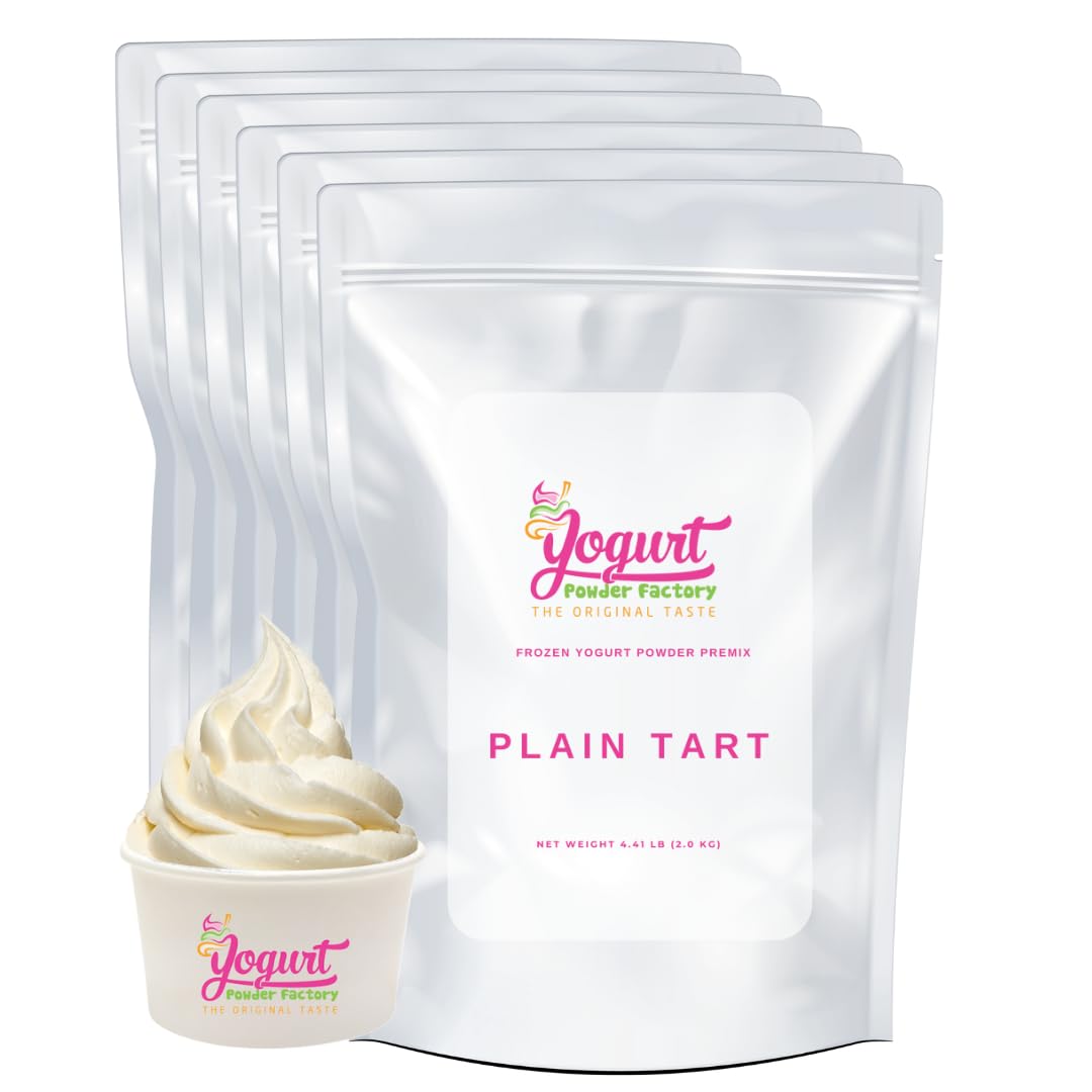 Non-GMO Low Fat Yogurt Powder for Soft Serve Machines – 6 Pack (4.4lb) Plain Tart Frozen Yogurt Mix – Perfect for Ice Cream, Smoothies & Desserts | Easy to Prepare, Gluten-Free | Great for Cafes, Restaurants & Home Use