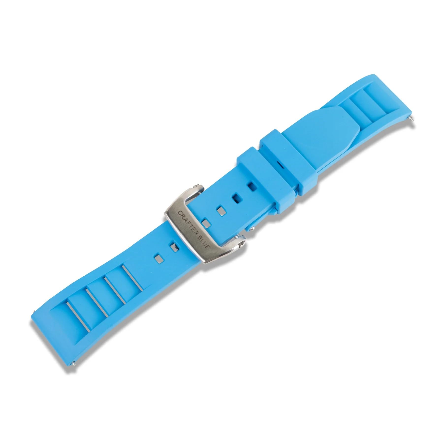Crafter Blue UX08 Straight End FKM Rubber Watch Band with Butterfly Clasp - 20mm & 22mm Replacement Strap for Diving, Swimming & Outdoor Sports Watches