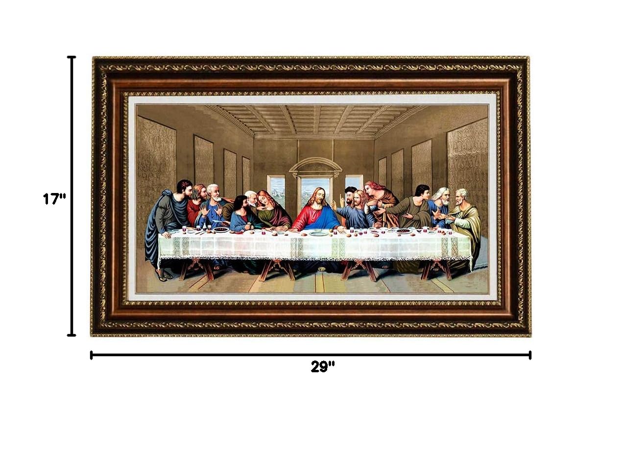 Eliteart - Leonardo da Vinci The Last Supper Jesus Christ Giclee Canvas Art Print Framed 29x17 Inches - Perfect for Home Decor, Church, and Office Wall Art