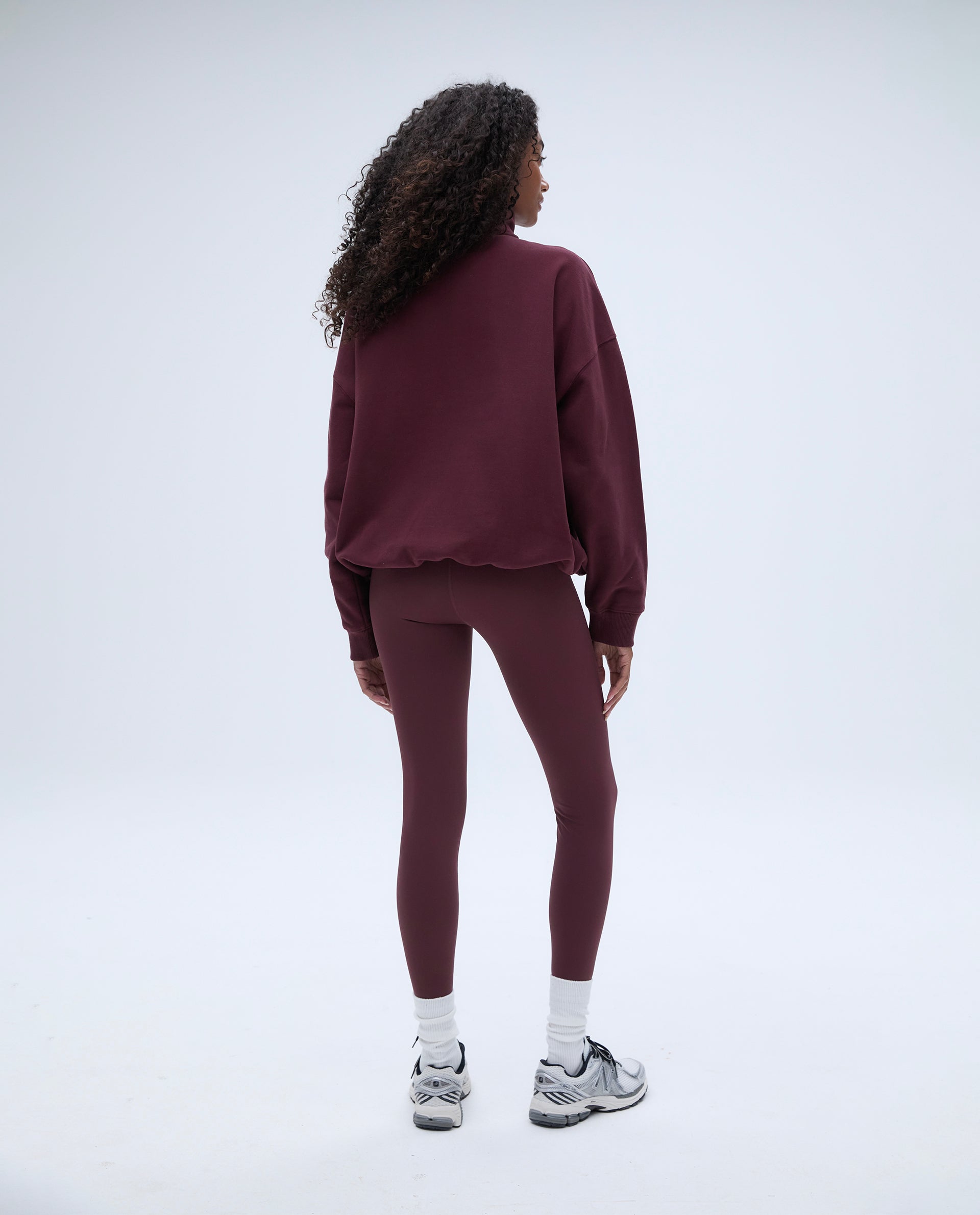 Classic Oversized Funnel Neck Zip-Up Sweatshirt for Women - Burgundy Red | Cozy Fall & Winter Pullover for Casual Outfits, Lounge Wear & Street Style Fashion