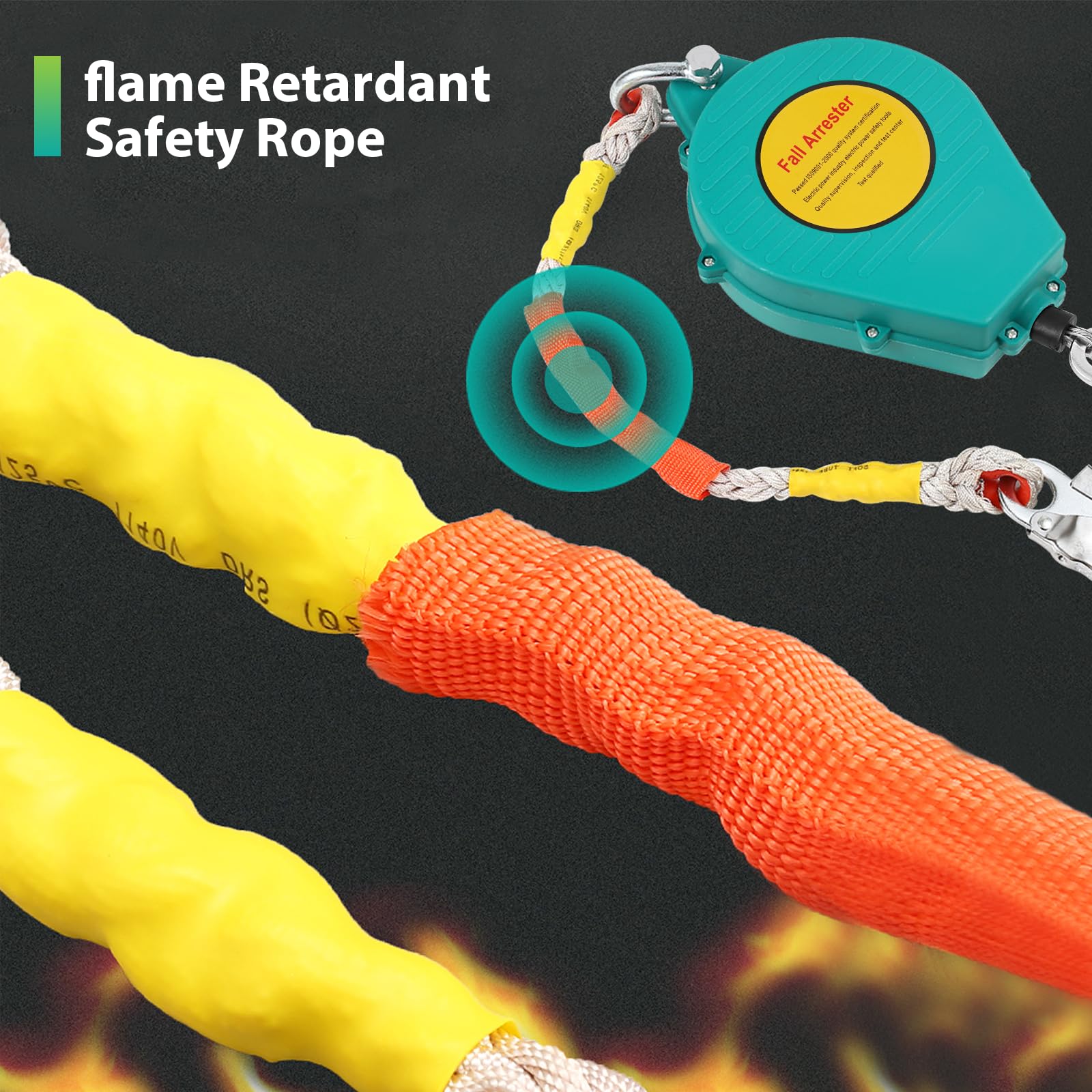 33ft/10m Heavy Duty Self Retracting Lifeline - 330lbs Capacity Fall Arrest Safety Lanyard with Alloy Steel Hook & Aviation Wire Rope - OSHA Compliant Fall Protection Equipment for Construction, Roofing, Window Cleaning & Industrial Work