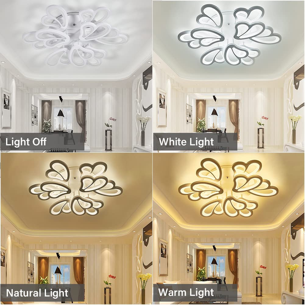 Dimmable 9-Flowers LED Ceiling Light - 72W Flush Mount Chandelier with Remote Control (3000K-6000K, 26 Inches) for Kids Room, Living Room, Bedroom, Office & Dining Room - Perfect for Nursery Decor, Home Lighting & Modern Interior Design