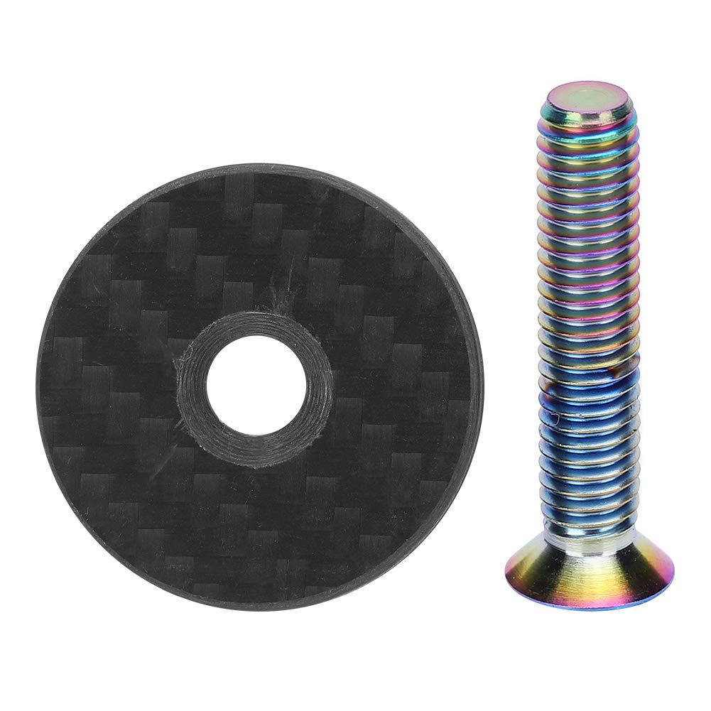 SOONHUA TOOPRE Carbon Fiber Bicycle Headset Cover - 28.6mm OD2 Mountain Bike Front Fork Top Cap with Screws | Lightweight & Durable Upgrade for MTB, Road & Hybrid Bikes | Perfect for Trail Riding, Commuting & Bike Maintenance