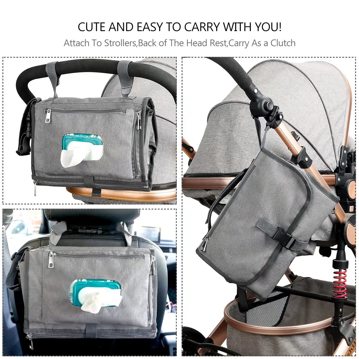 Portable Baby Diaper Changing Pad with Wipes Dispenser Pocket - Detachable Waterproof Changing Mat for Newborns & Toddlers - Perfect for Travel, Nursery, and On-the-Go Parents