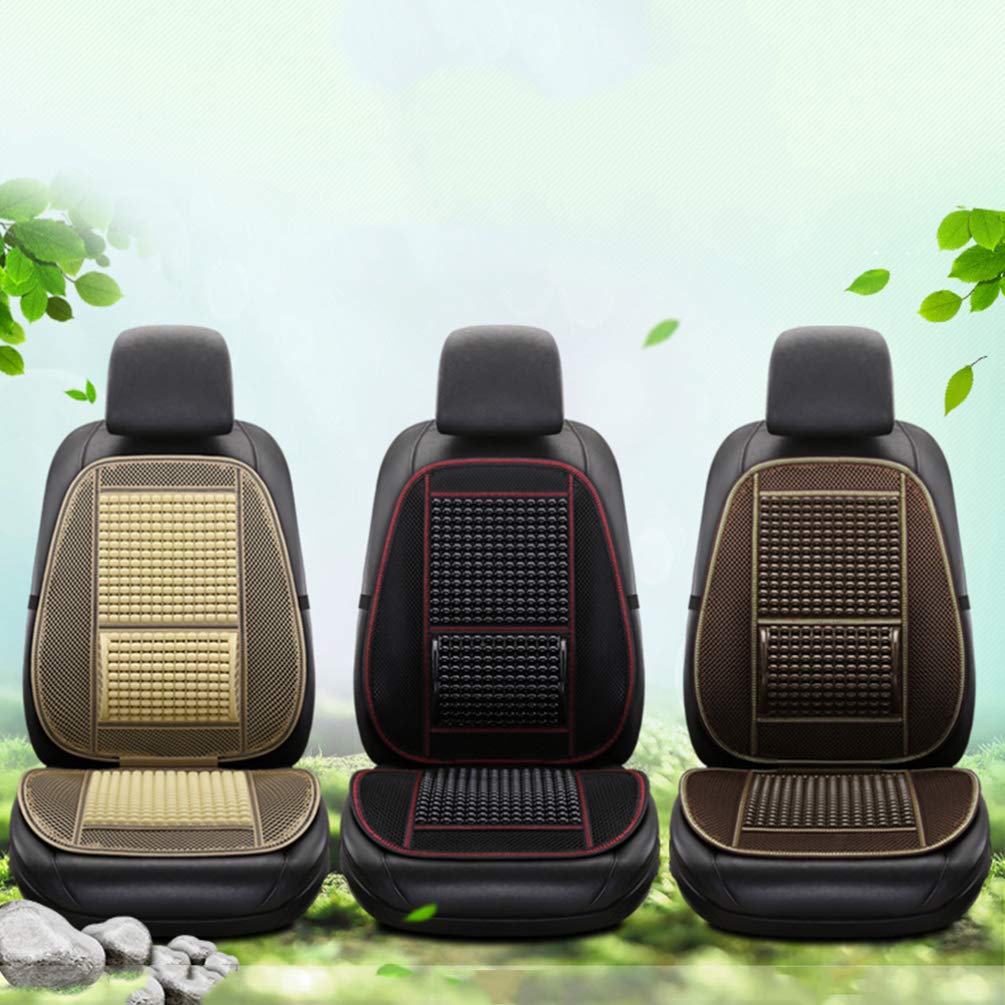 Veemoon Universal Wood Bead Car Seat Cover - Breathable Cooling Massage Cushion for Drivers | Summer Car Accessories | Beige | Perfect for Long Drives & Hot Weather Comfort