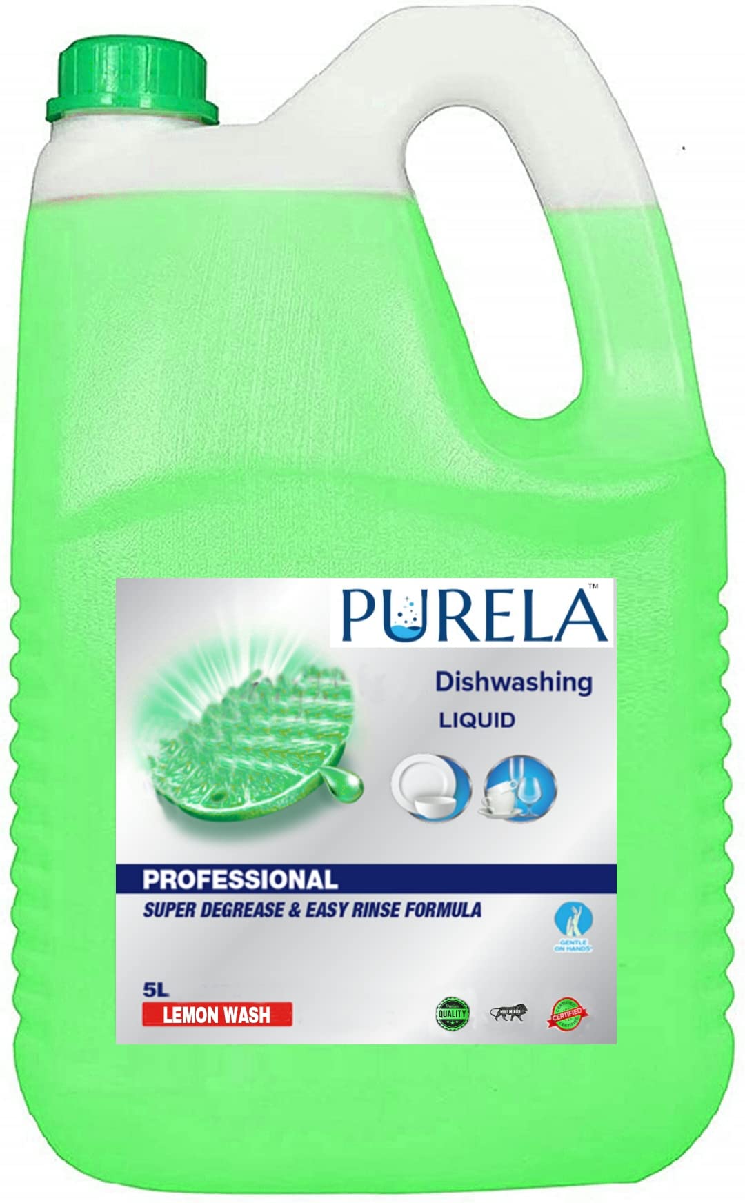 **5L Lime & Basil Scented Dishwashing Liquid Gel - No Residue, Gentle on Hands - Perfect for Kitchen, Restaurant & Home Use**