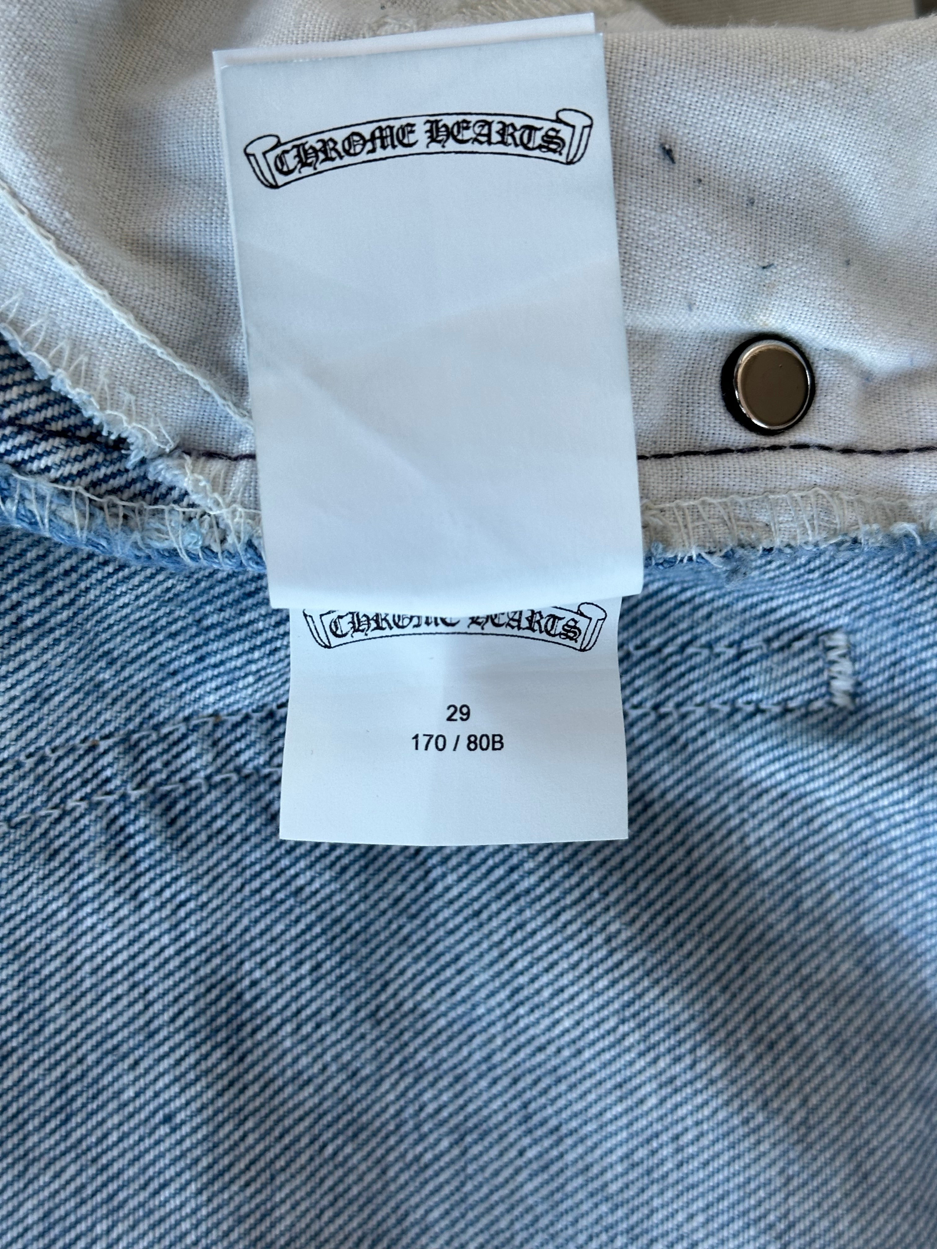 Chrome Hearts x Levi's Blue & Black Cross Patch Denim Jeans for Men - Stylish Vintage Streetwear for Casual Outfits and Night Out