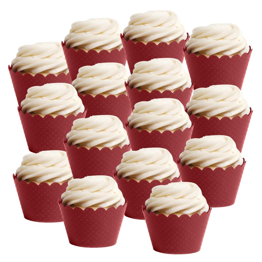 50-Pack Standard Red Cupcake Wrappers - Scalloped Edge Cupcake Liners for Graduation, Birthday & Dessert Parties | Premium Baking Supplies for Professional & Home Bakers
