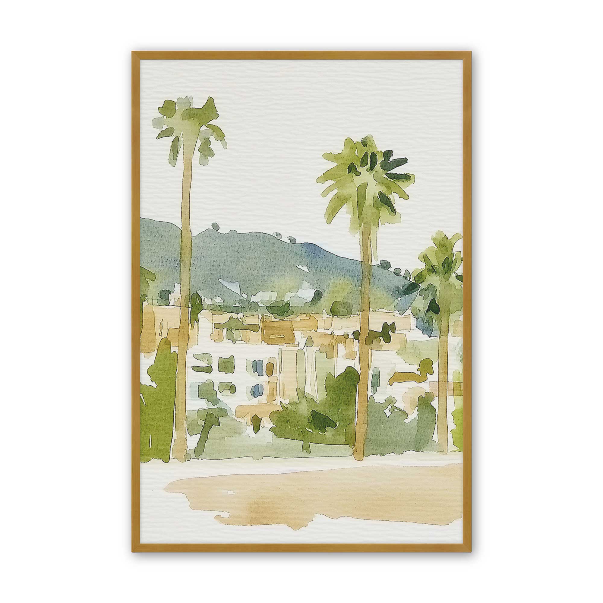 Desert Palms and Villas III Print - Stunning Landscape Wall Art for Home & Office Decor | Perfect for Living Room, Bedroom, or Office Wall Decorations