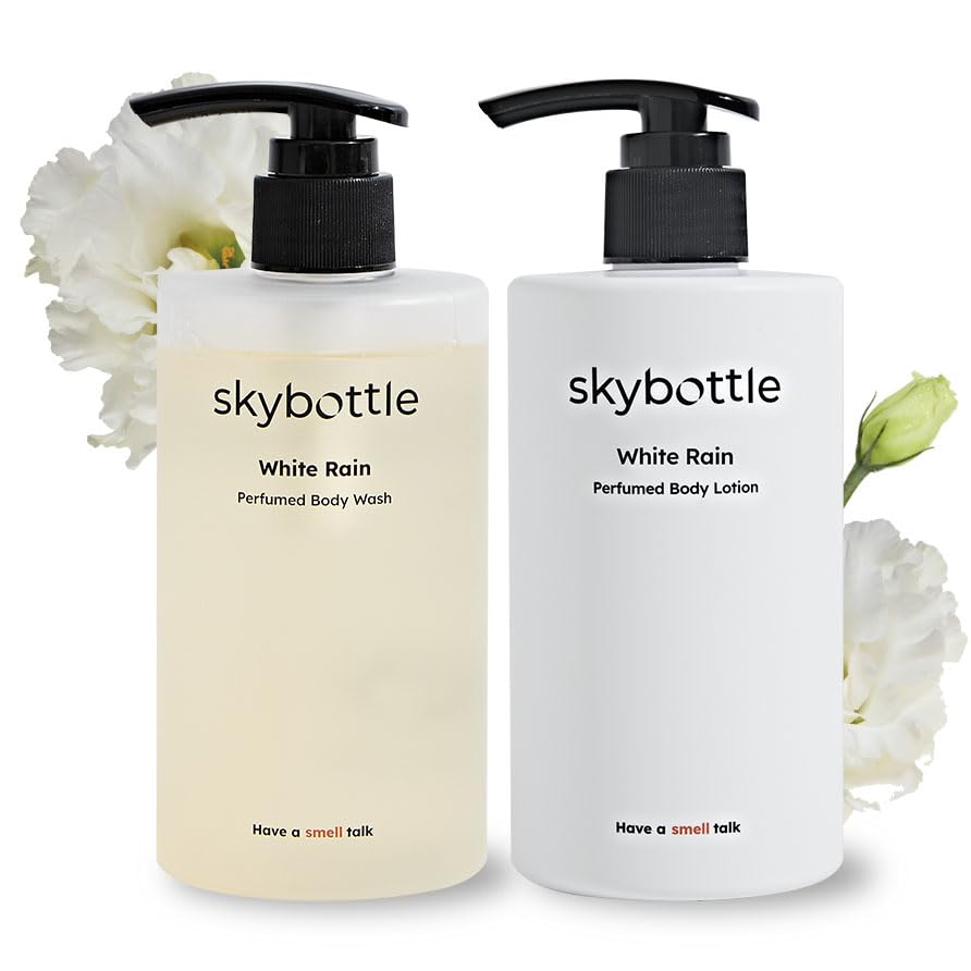 Skybottle Refreshing Body Wash & Moisturizing Lotion Set - White Rose Lilac Scent for Dry Skin Care, 10.1 Fl Oz Shower Gel Combo for Women & Men - Perfect for Daily Hydration & Aromatherapy in Bath Routine