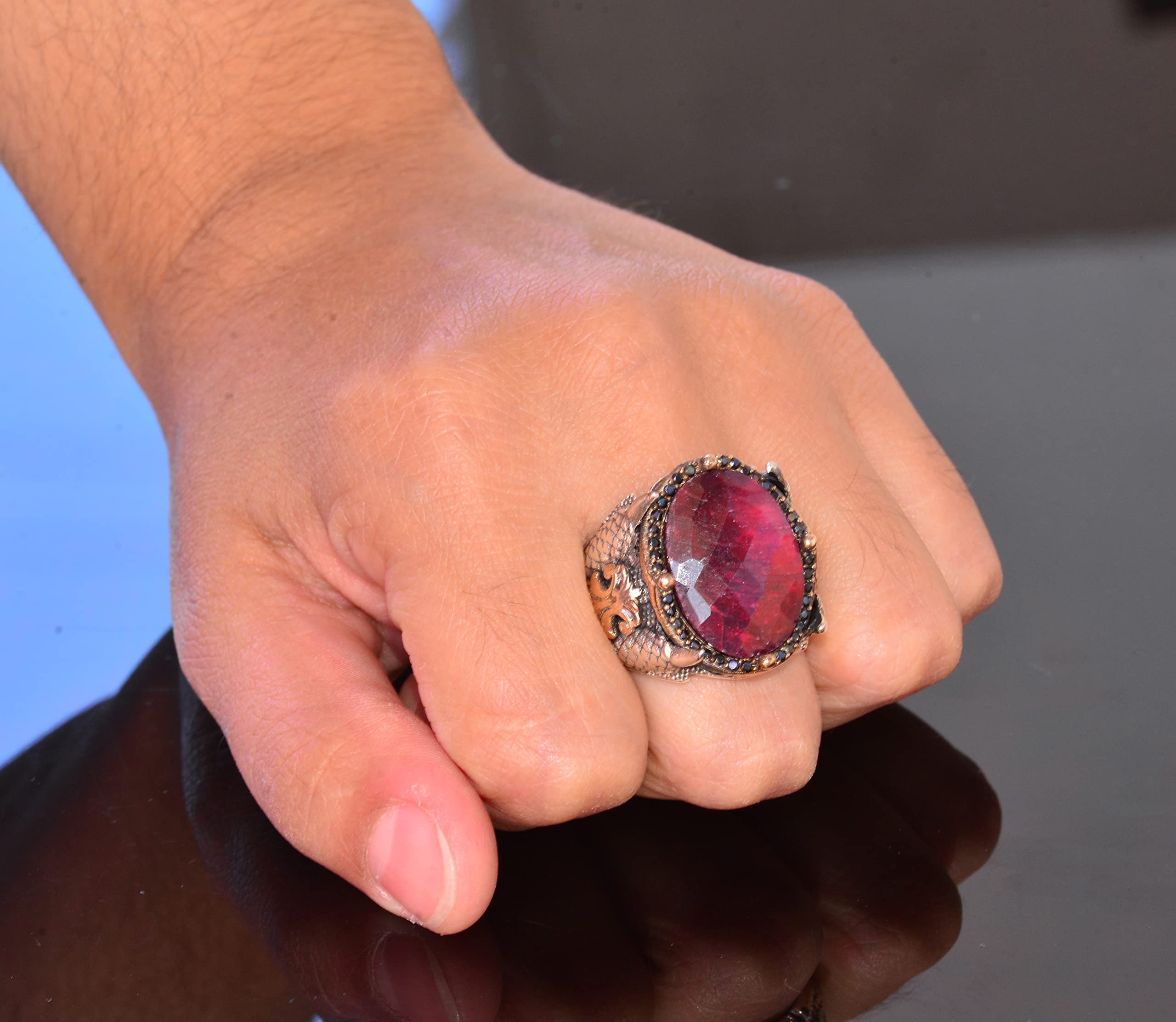16.80 Carat Genuine Ruby Natural Gemstone Claw Ring for Women - Perfect for Engagement, Anniversary & Special Occasion Jewelry Gifts