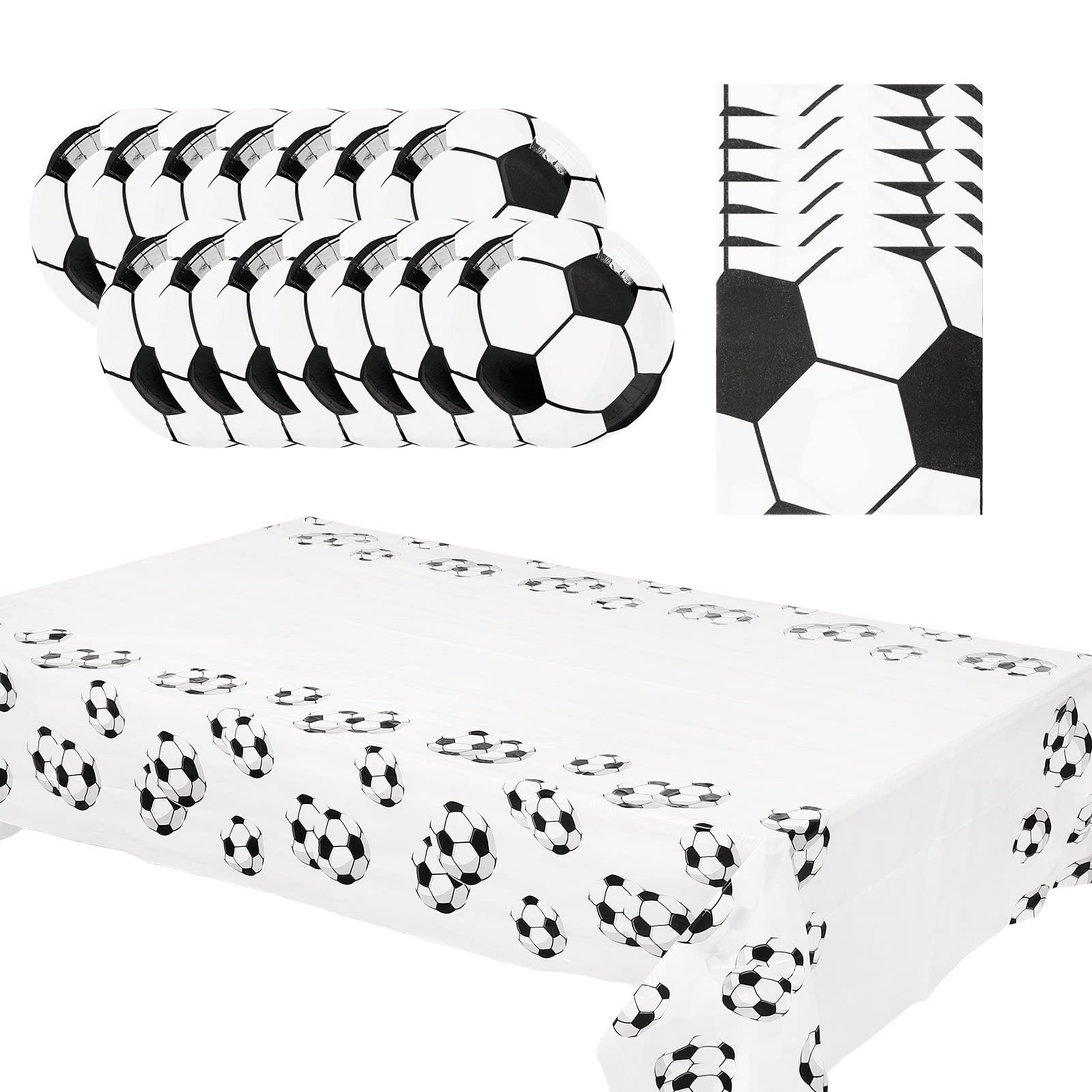 33Pcs Football Paper Napkins & Plates Set, Disposable Football Tablecloth with GOAL World Cup Soccer Design - Perfect for Sports Game Parties, Kids Holidays, and Football Fan Celebrations - Ideal for Game Day Decor, Birthday Parties, and Tailgating Events