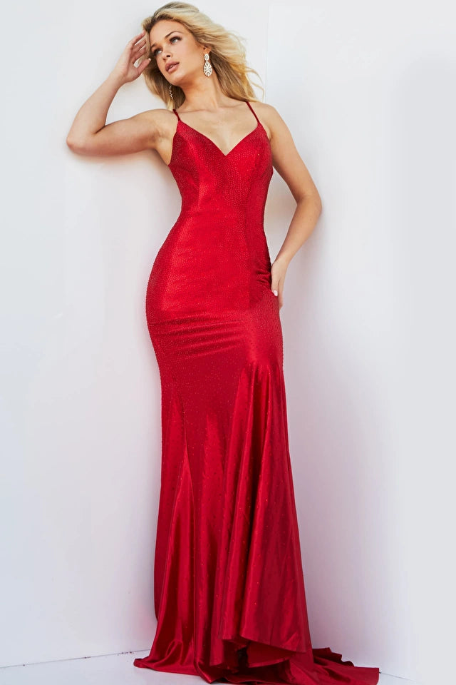 Jovani 23010 Amaris Embellished V-Neck Low Back Gown - Elegant Evening Dress for Prom, Gala & Formal Events