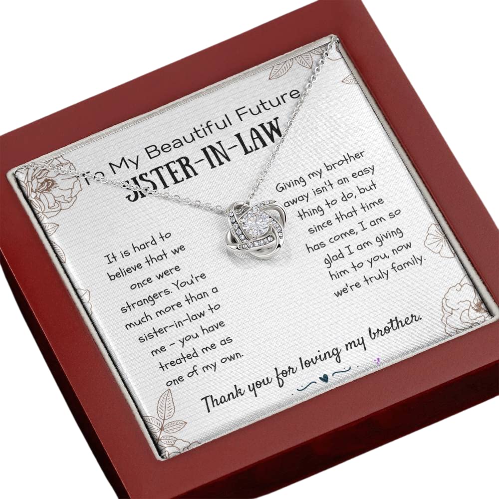Love Knot Necklace for Sister-in-Law - Personalized Jewelry Gift for Future Sister-in-Law, Bonus Sister, Bride & Wedding - Perfect for Anniversaries, Birthdays & Special Occasions