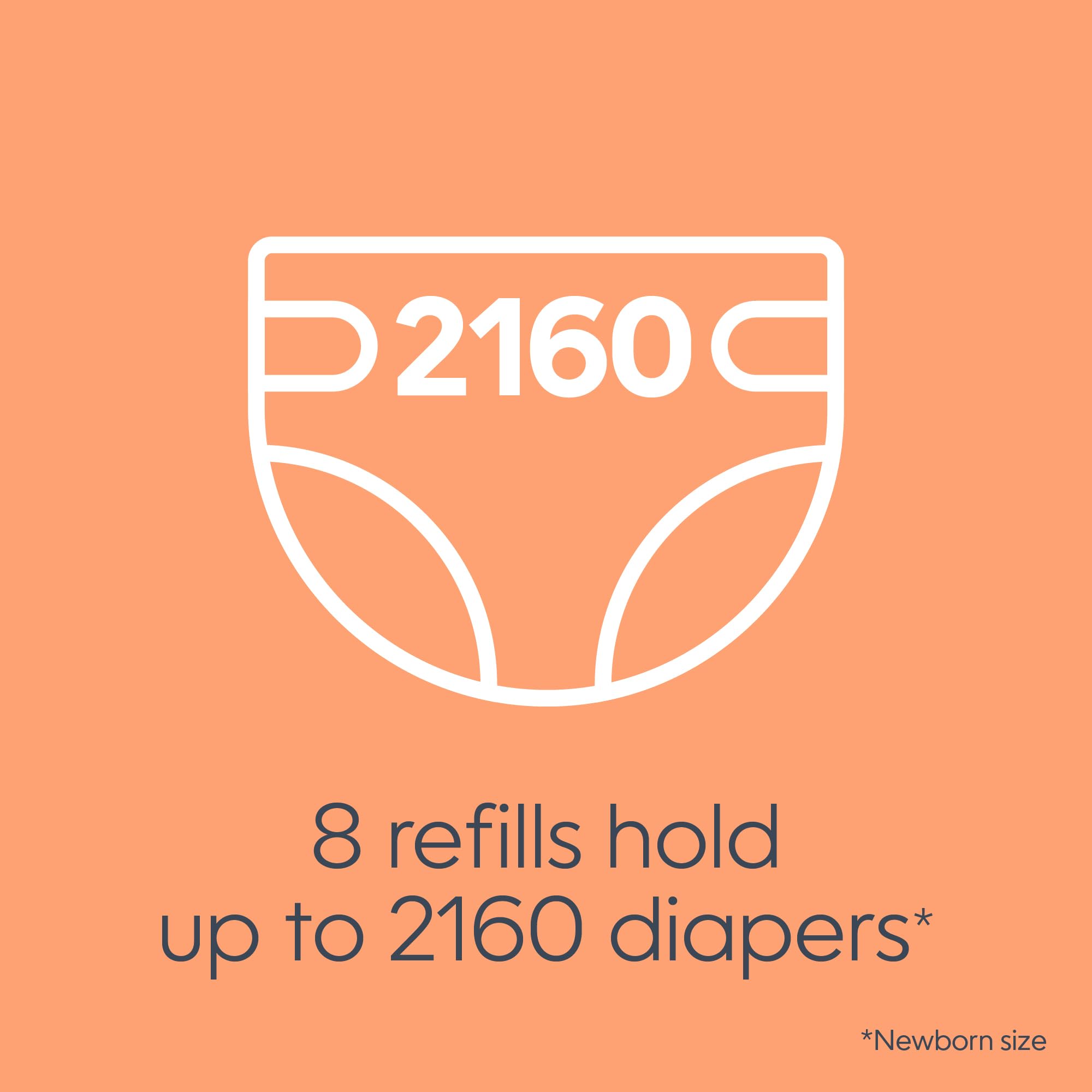 Playtex Diaper Genie Refill Bags - 8 Pack (2160 Count) for Diaper Pails | Odor Control & Easy Disposal | Perfect Baby Registry Gift & Nursery Essential