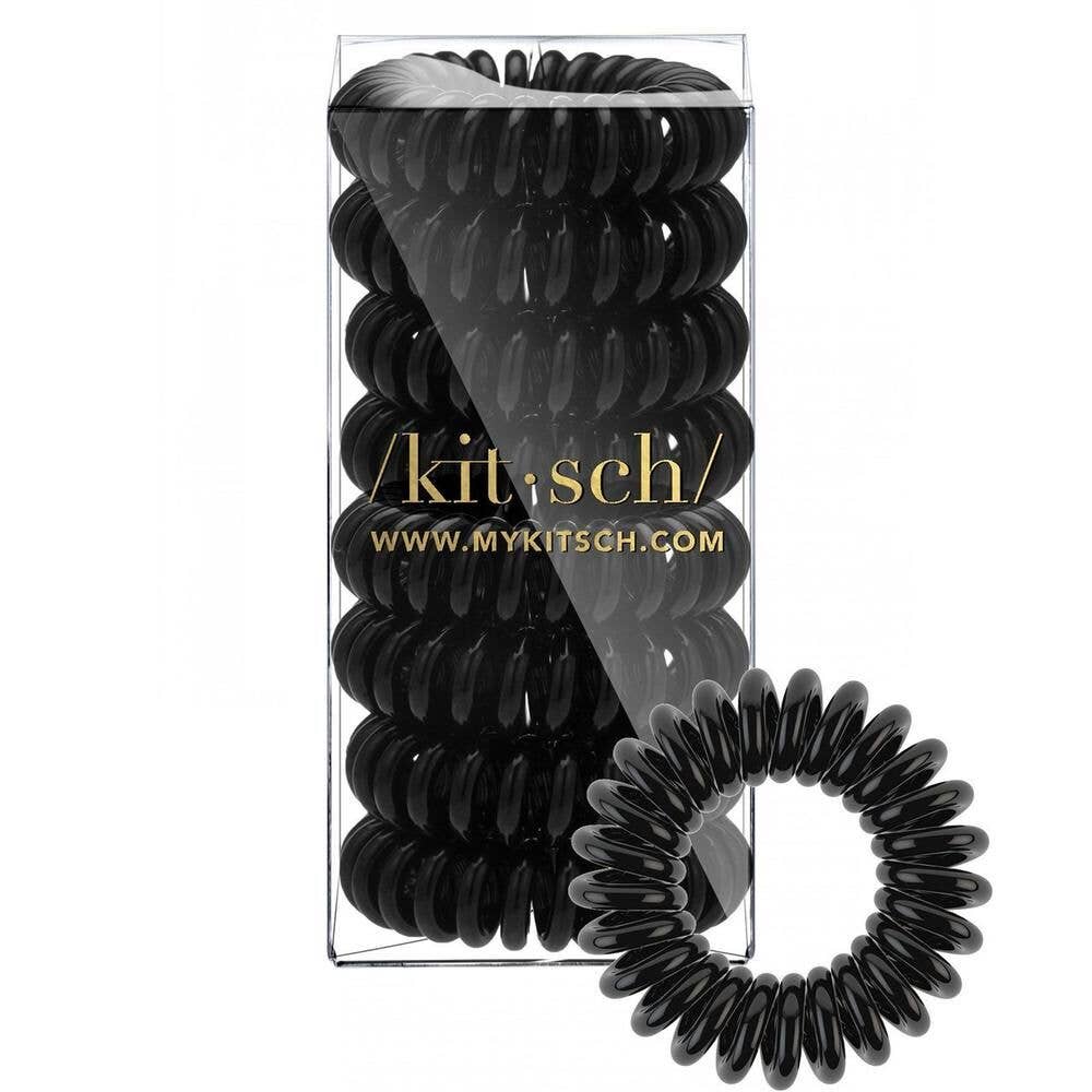 8 Pack Black Spiral Hair Ties - No Crease No Damage Hair Bands for Women & Girls - Perfect for Workouts, Yoga, Sports and Everyday Use