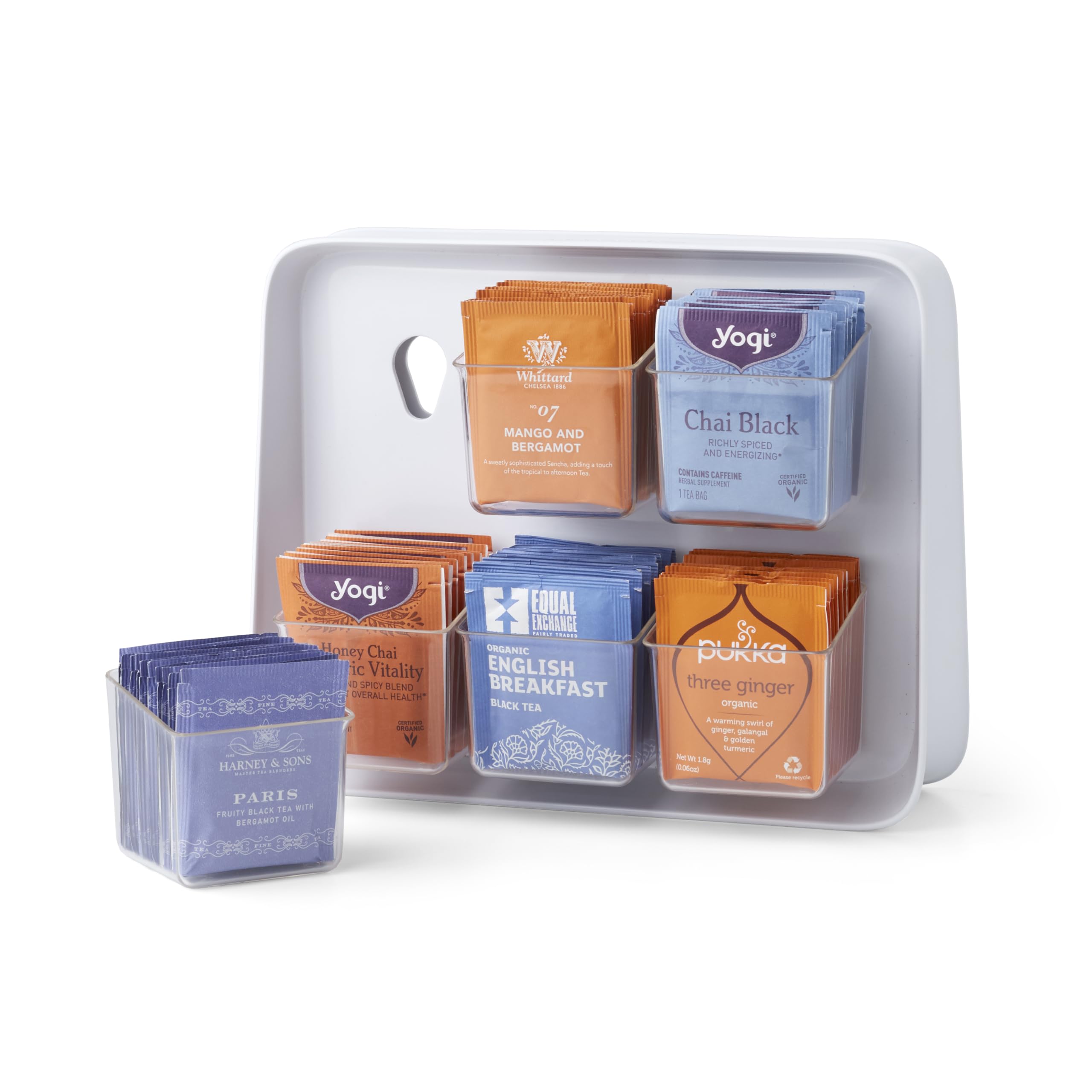 YouCopia TeaStand Tea Bag Organizer with Clear Removable Bins - Cabinet & Pantry Storage Caddy Holds 120 Tea Bags - Perfect for Kitchen Organization & Tea Lover Gifts