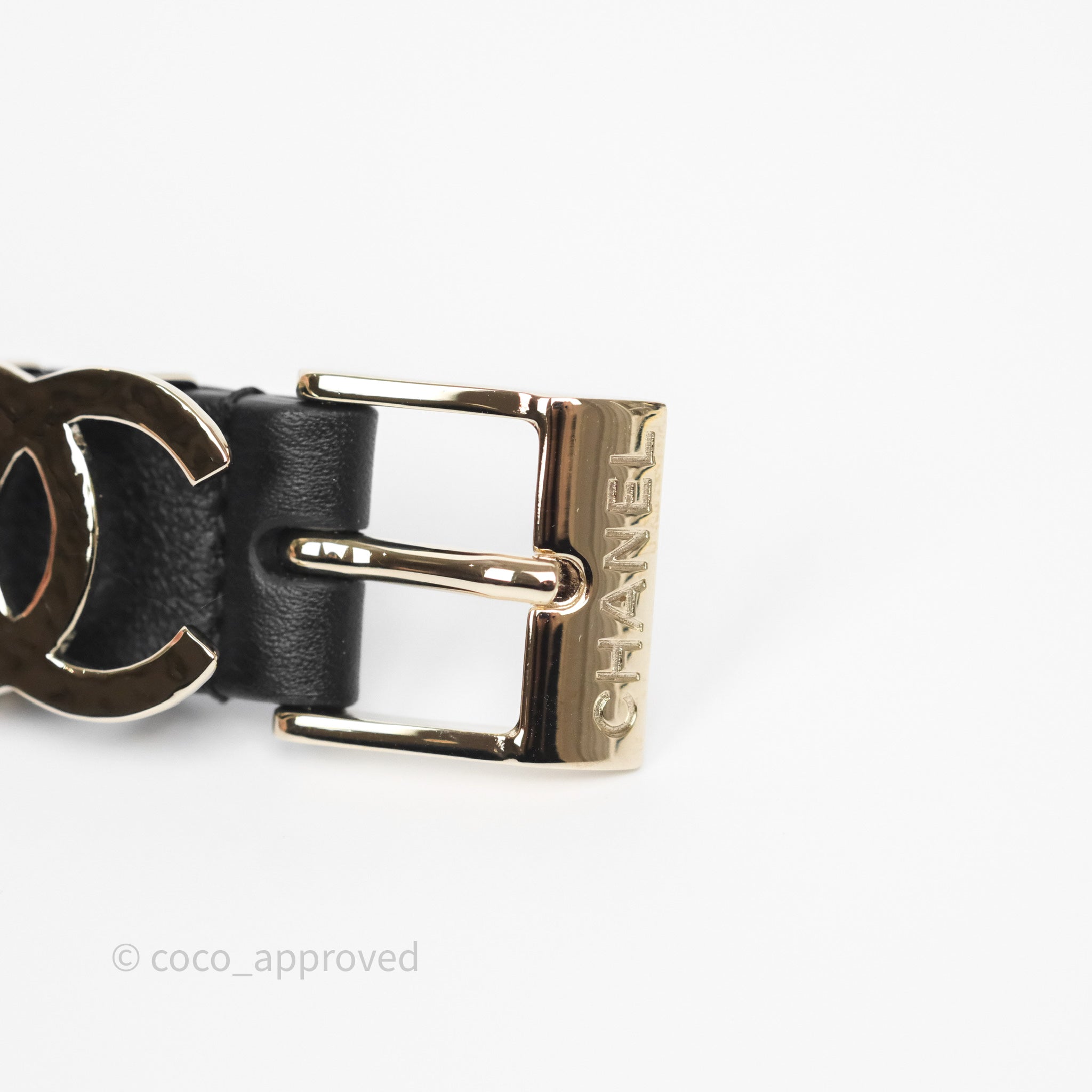 Chanel CC Woven Chain Black Leather Belt with Gold Hardware - Luxury Women's Fashion Accessory for Parties & Formal Events