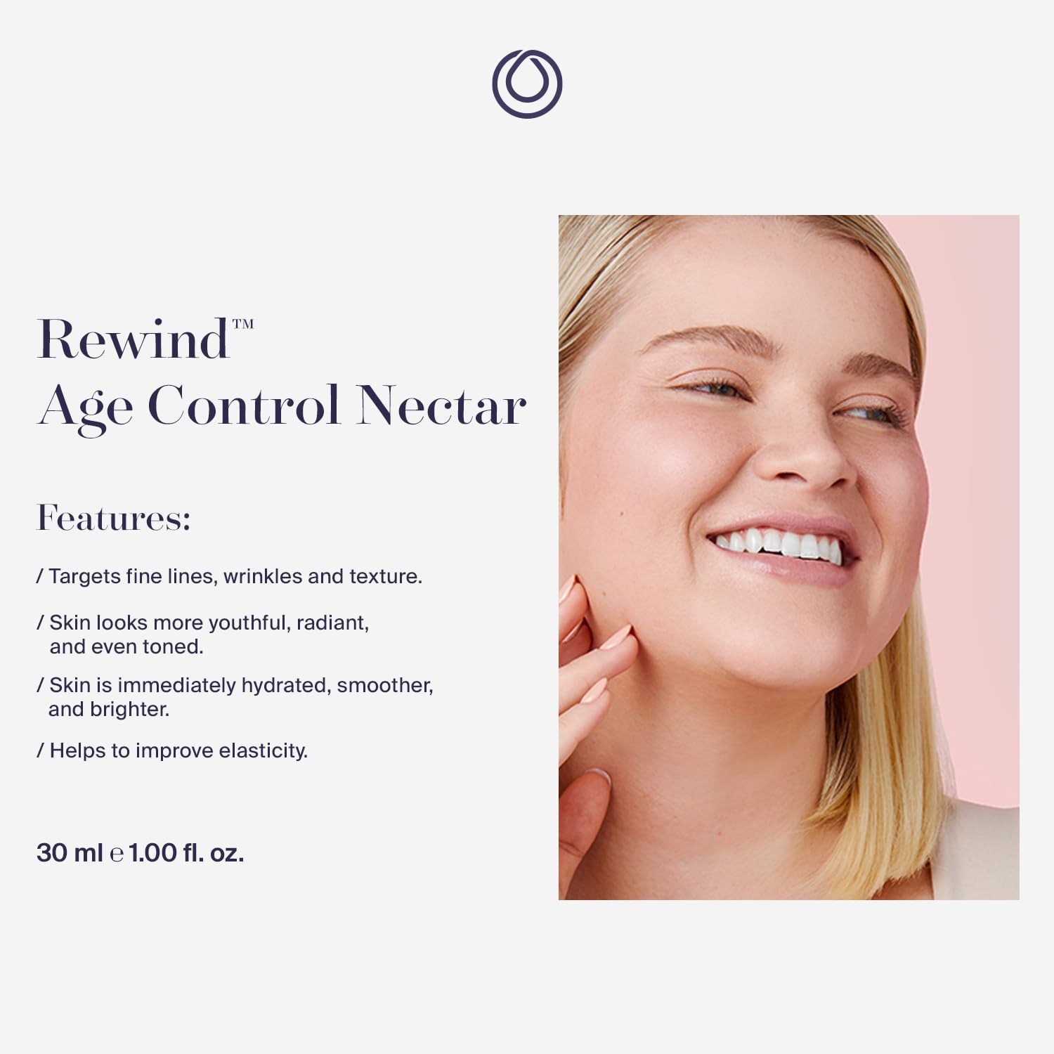 MONAT Rewind Age Control Nectar - Fast Absorbing Hydrating Face Serum with Hyaluronic Acid & Natural AHA | Anti-Aging Skin Perfecting Treatment | Corrects Fine Lines & Wrinkles | 30ml/1 fl oz | Perfect for Daily Skincare Routine & Nighttime Anti-Aging Regimen