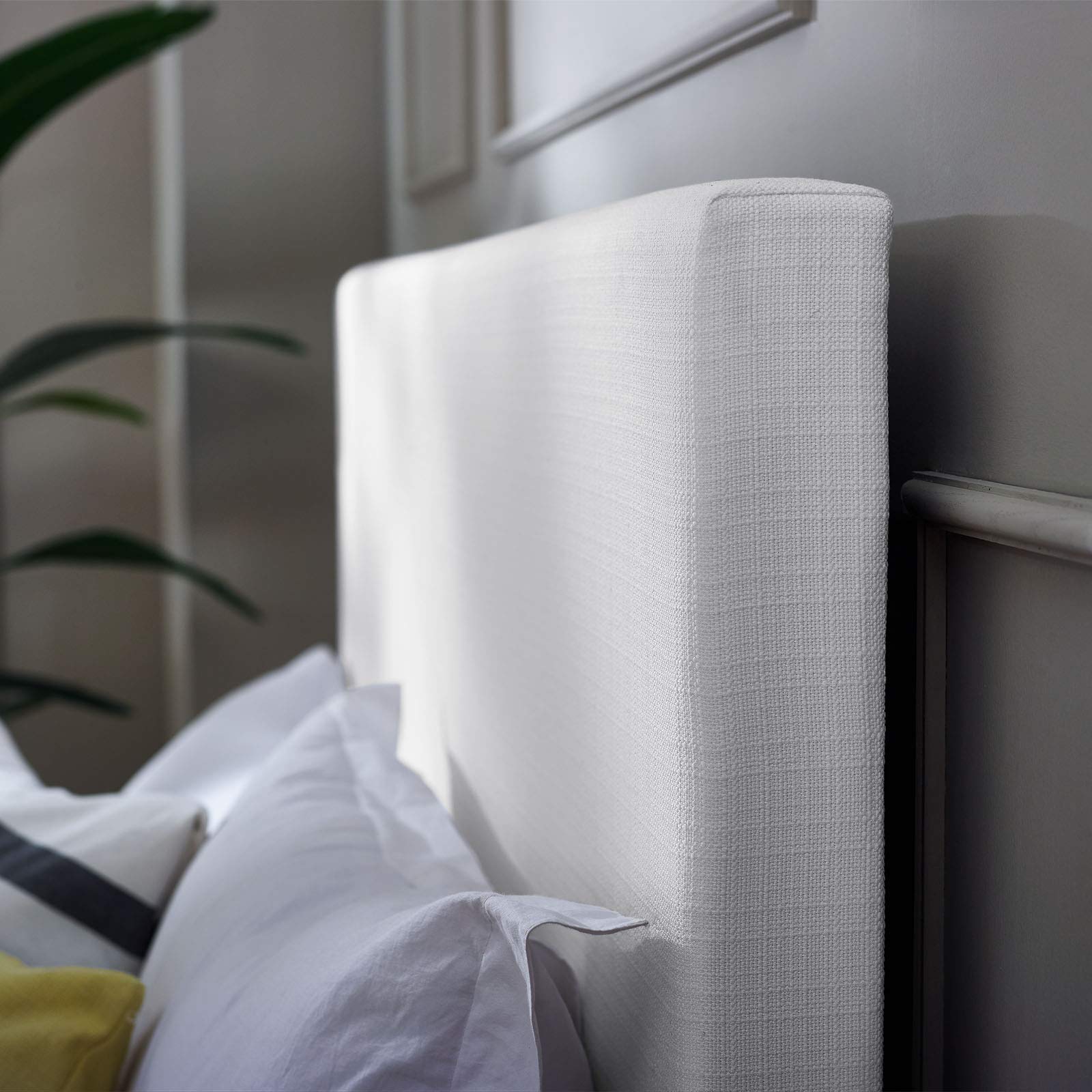 Modway Taylor Full/Queen Upholstered Linen Fabric Headboard in White - Elegant Bedroom Decor for Modern Homes & Guest Rooms