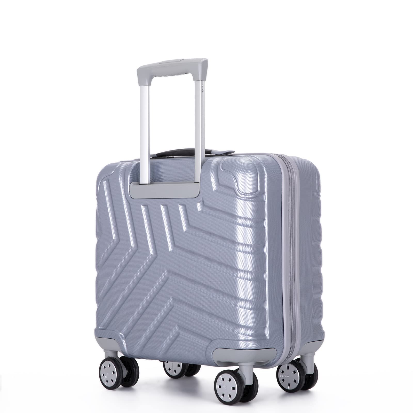 16 Inch Pure PC Hard Shell Laptop Luggage Case with Universal Silent Aircraft Wheels - Silver | Durable Carry-On for Business Travel & Airplane Use