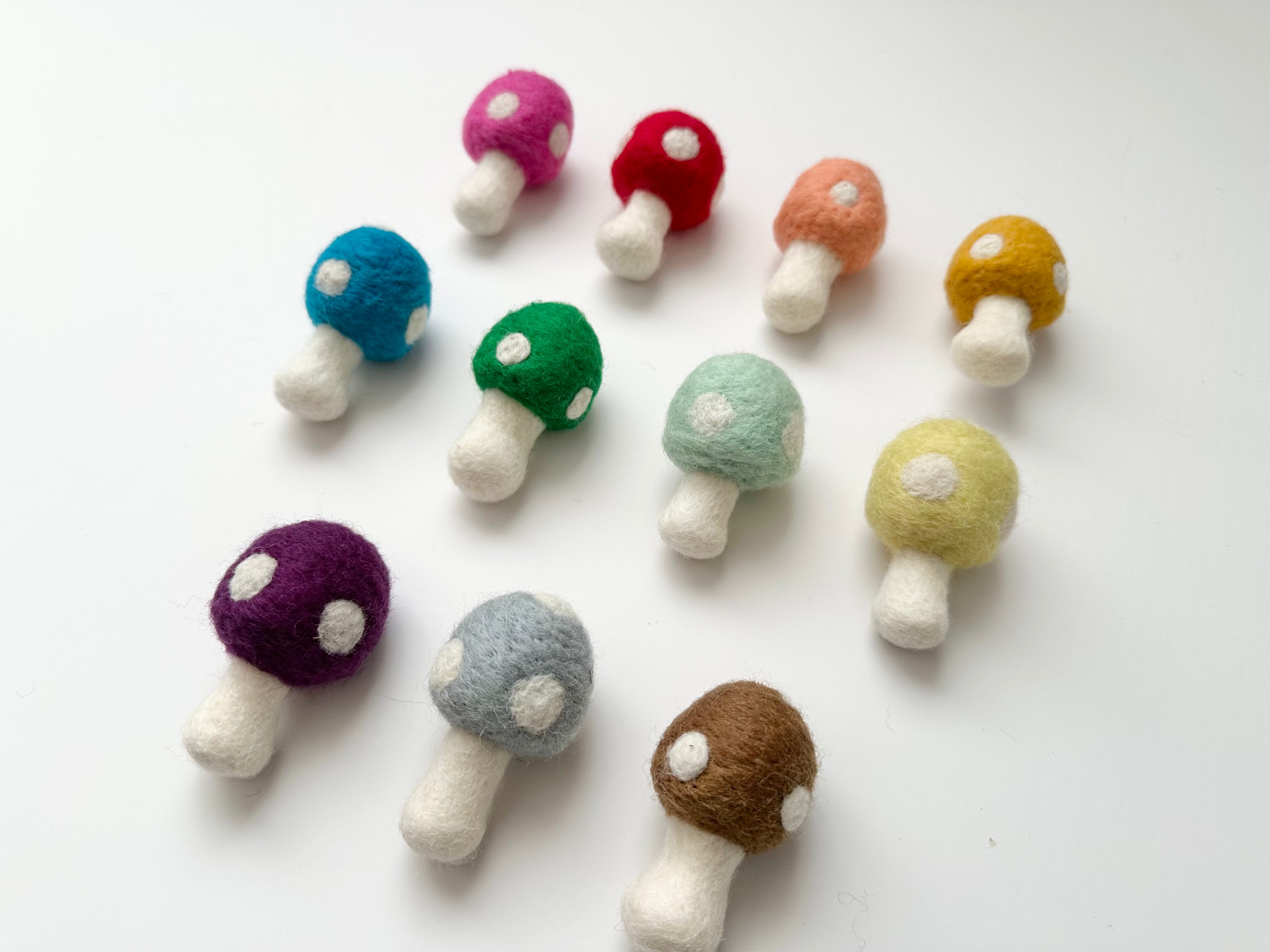 Handmade Felted Toadstool Mushroom Decor - Cute Wool Fairy Garden Ornaments for Home, Nursery & Fairy House Accessories - Perfect for DIY Crafts, Terrariums and Whimsical Decorations