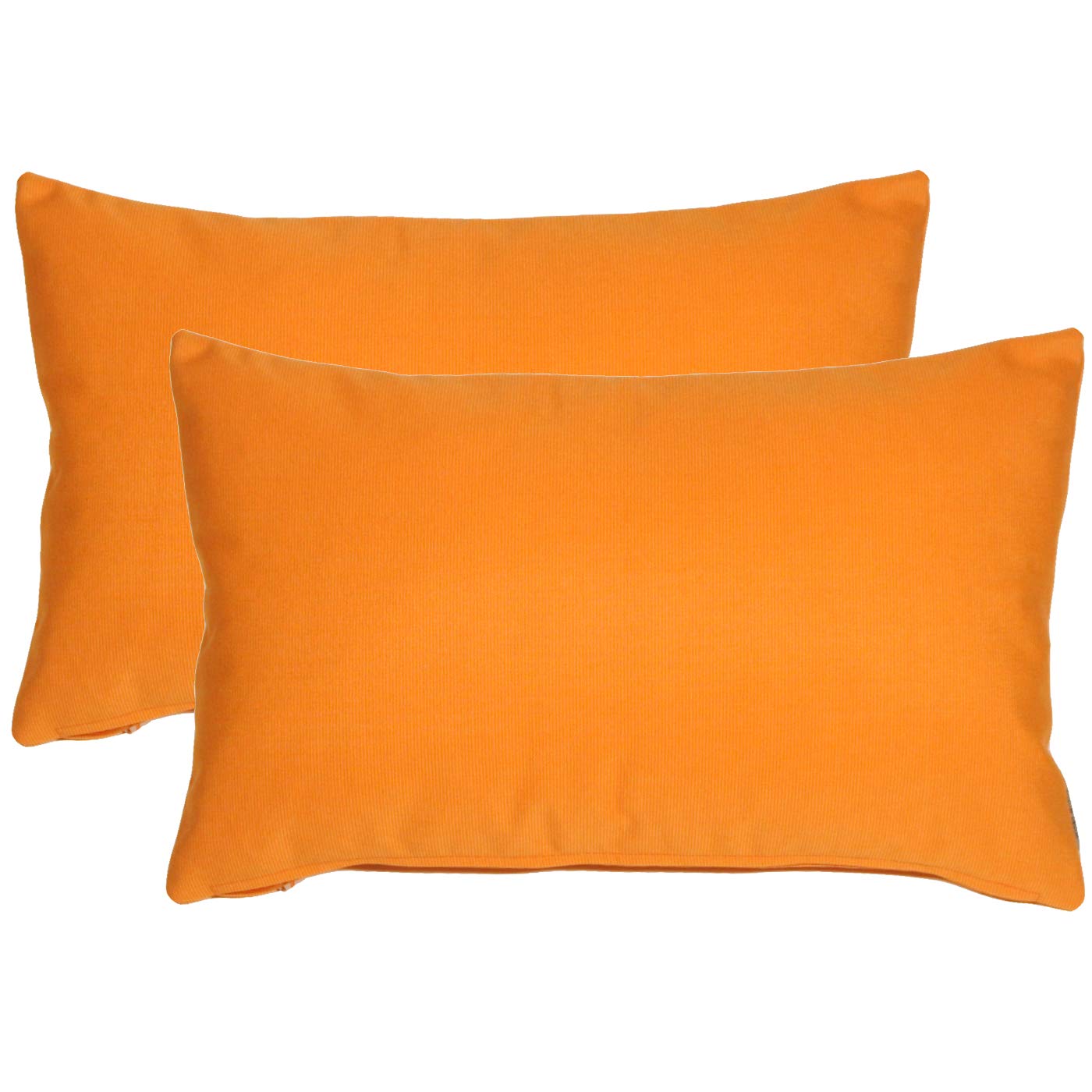 Sunbrella Outdoor Pillow Set of 2 - 12x19 Inch Tangerine Orange Decorative Throw Pillows with Inserts | Patio, Poolside & Garden Decor