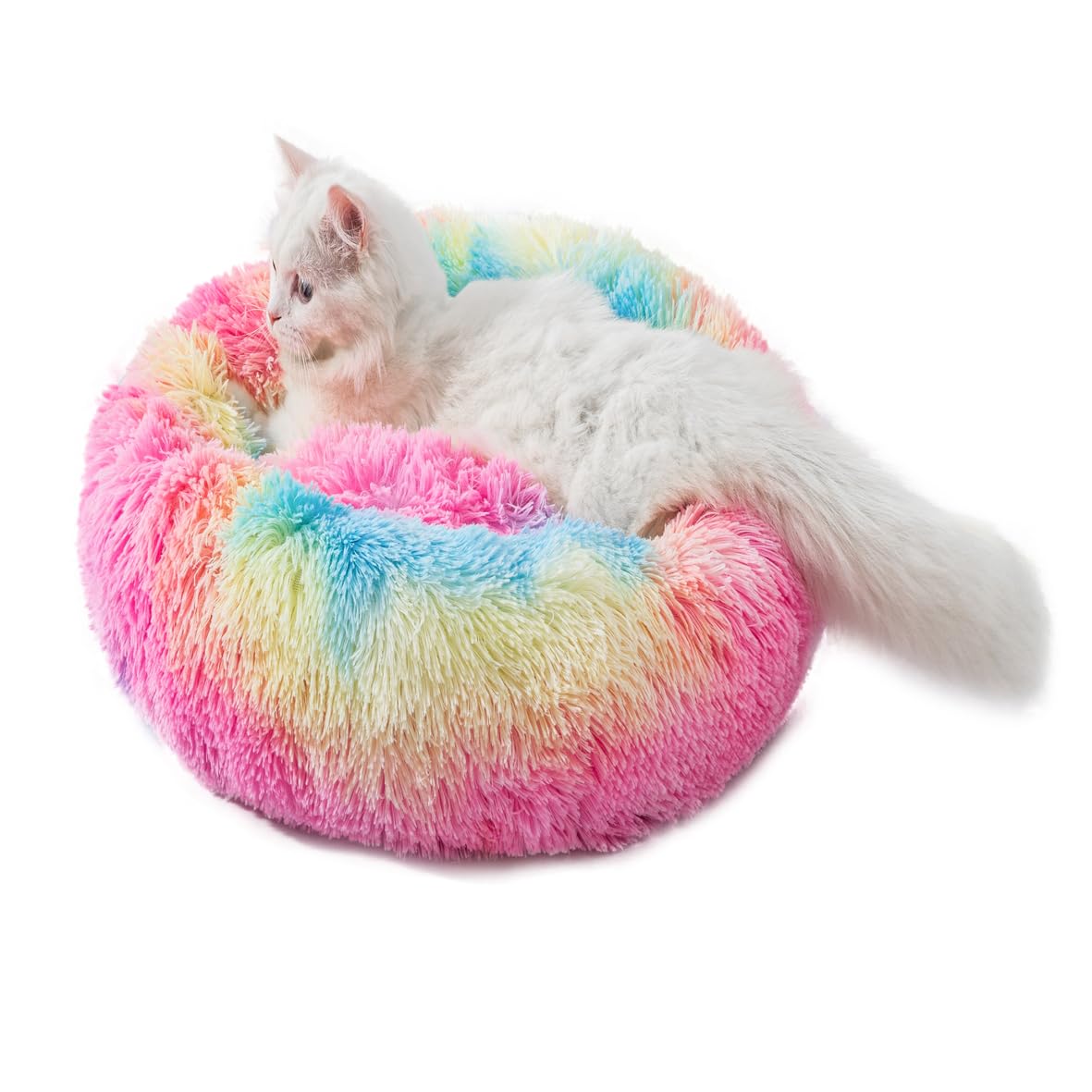 **Cozy Donut Pet Bed for Small Dogs & Cats - Soft Round Dog Bed & Cat Bed for Puppies & Kittens Under 3Kg - Perfect for Cuddling, Sleeping & Relaxing in Living Room or Bedroom**