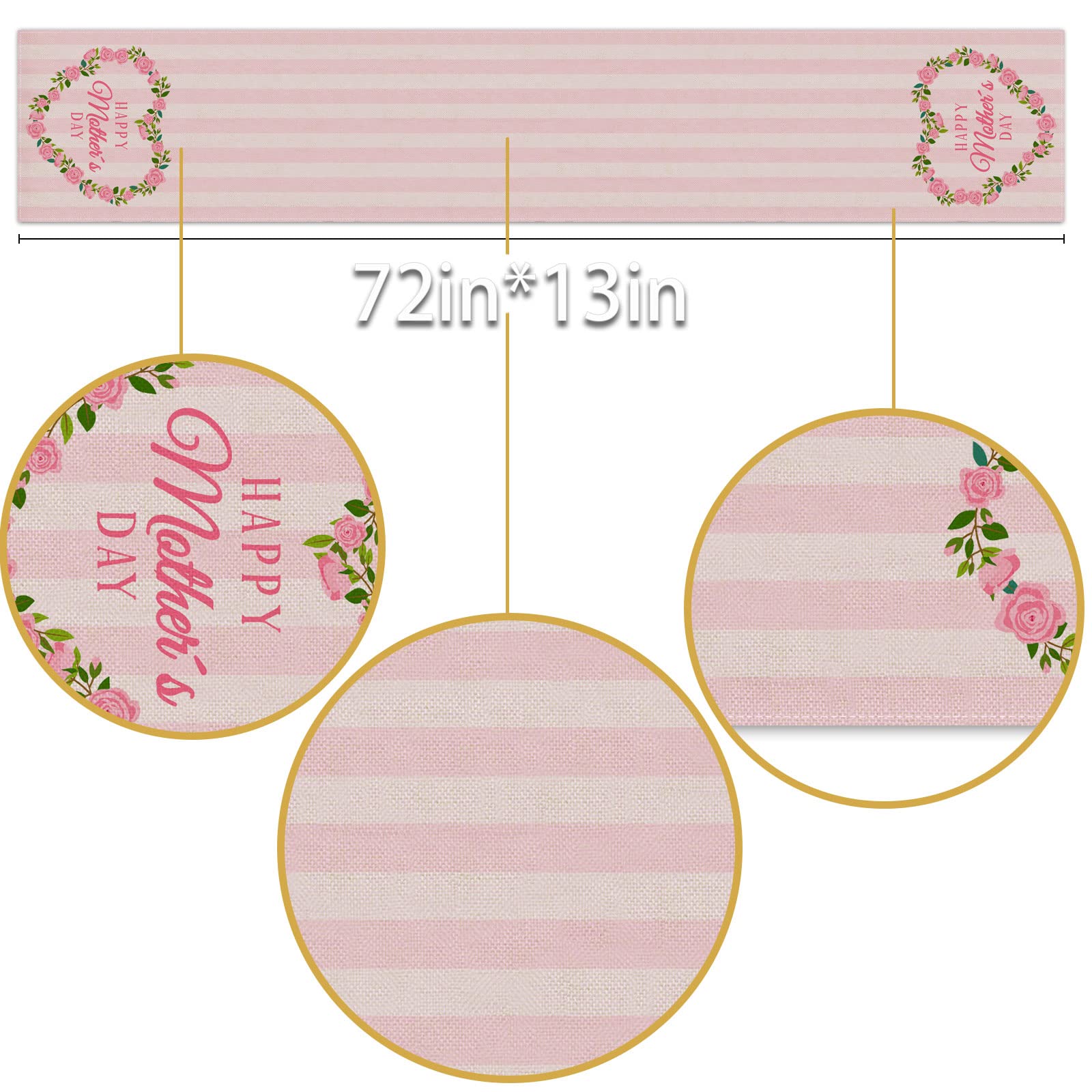 Rainlemon Linen Mother's Day Table Runner - Best Mom Ever Home Decor for Buffet, Kitchen & Dining Room - Perfect for Holiday Gatherings & Family Dinners