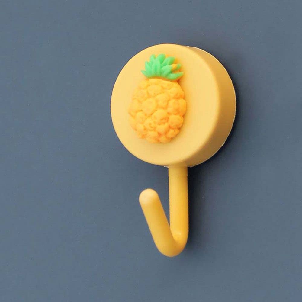 Adorable Pineapple-Shaped Wall Hooks - Single Prong Decorative Hangers for Towels & Brushes - Cute Fruit-Themed Adhesive Hooks for Kitchen & Bathroom Organization