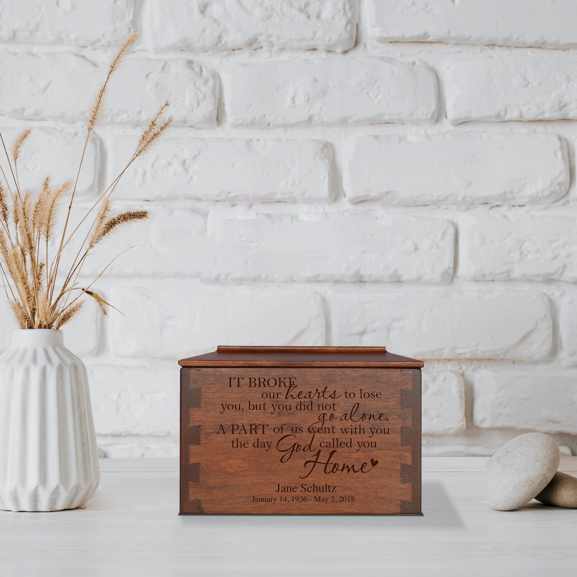 LifeSong Milestones Small Dovetail Urns for Human Ashes - Adult Male & Female Cremation Urns - Handcrafted Wooden Memorial Keepsake for Loved Ones - Perfect for Funeral Services, Home Memorials & Scattering Ceremonies