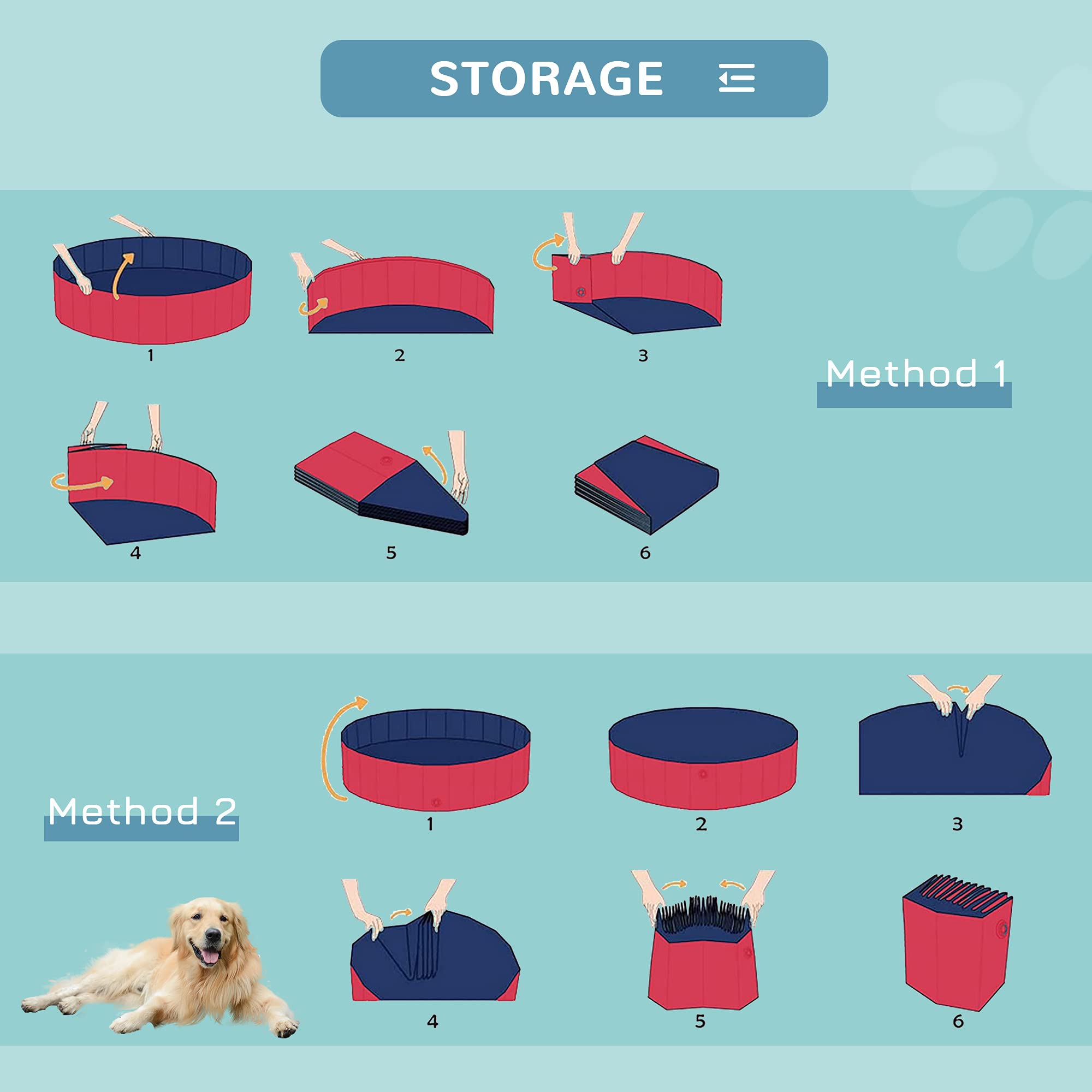 PawHut Foldable Pet Swimming Pool - Portable Dog Bathing Tub, 12