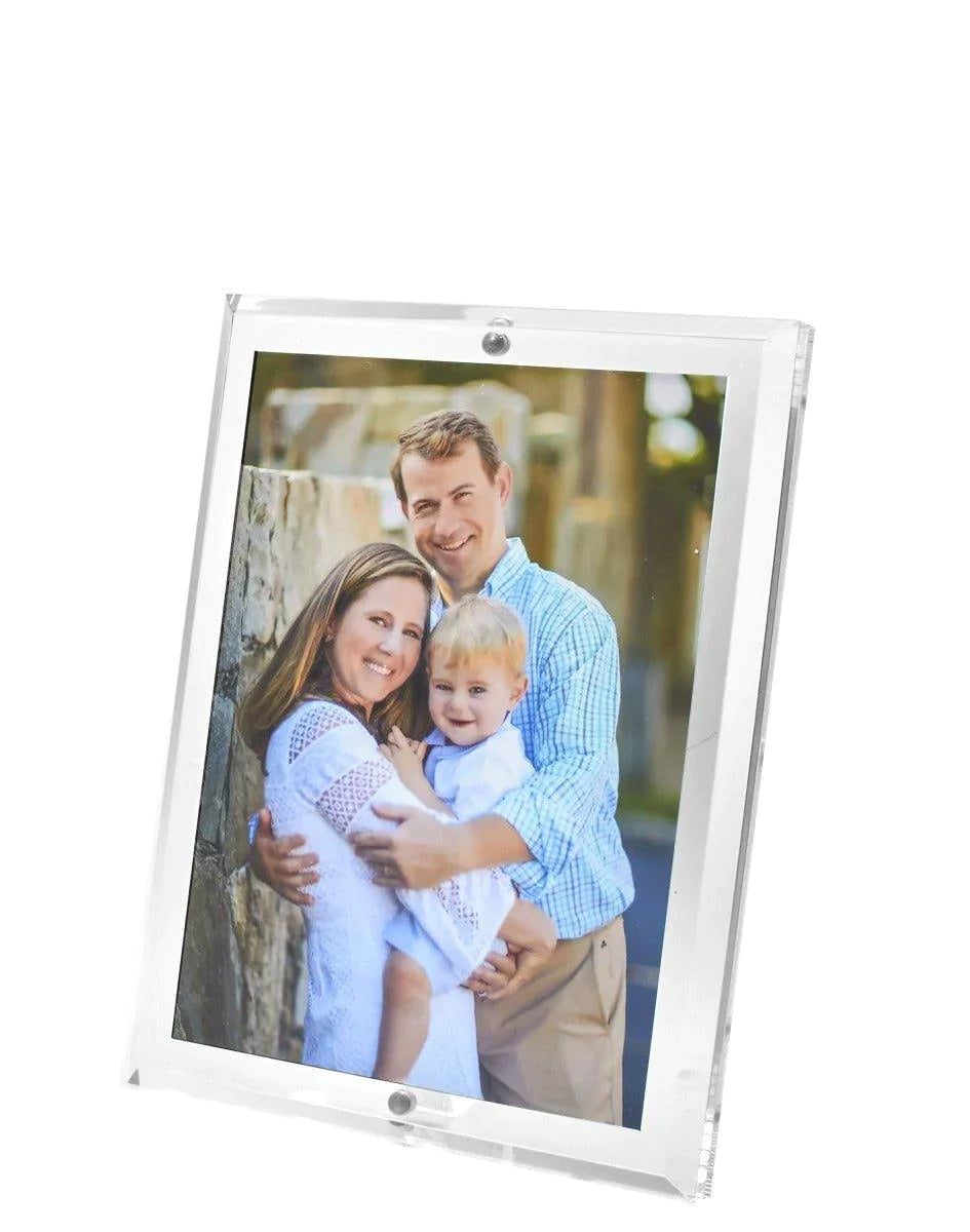 5x7 Beveled Clear Acrylic Floating Picture Frame - Display Art, Photos & Memorabilia for Home, Office & Gallery Decor