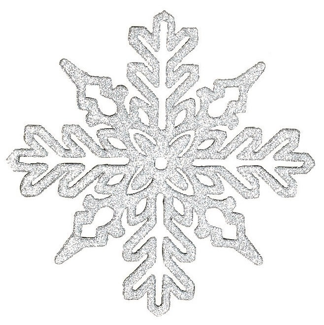 11 Pack Plastic Glitter Snowflake Ornaments for Christmas Tree Decorations - Holiday Party, Home, Office & Winter Wedding Decor