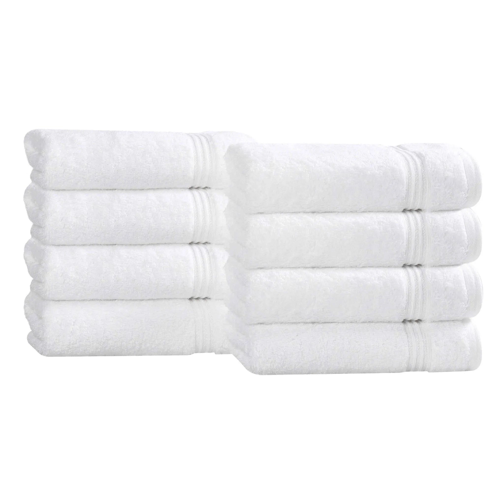 Premium 100% Egyptian Cotton Plush Hand Towels - Ultra Soft & Absorbent Bath Towel Set of 8 for Bathroom, Kitchen & Spa Luxury (24x16 Inches)