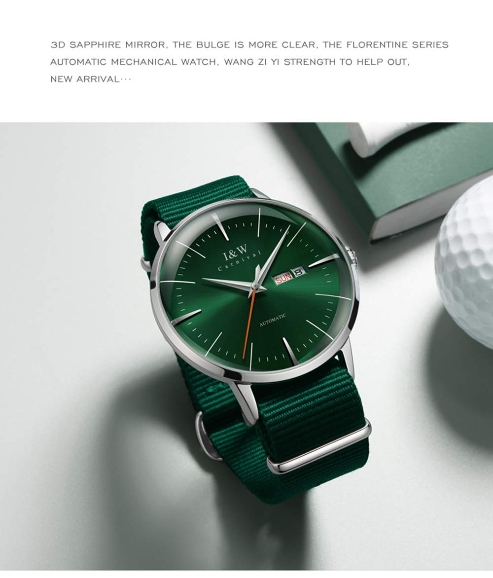 MASTOP Men's Automatic Mechanical Watch - Waterproof, Calendar, Nylon Strap - Fashion Casual & Business Sports Watch for Men - Perfect for Office, Outdoor Activities and Daily Wear