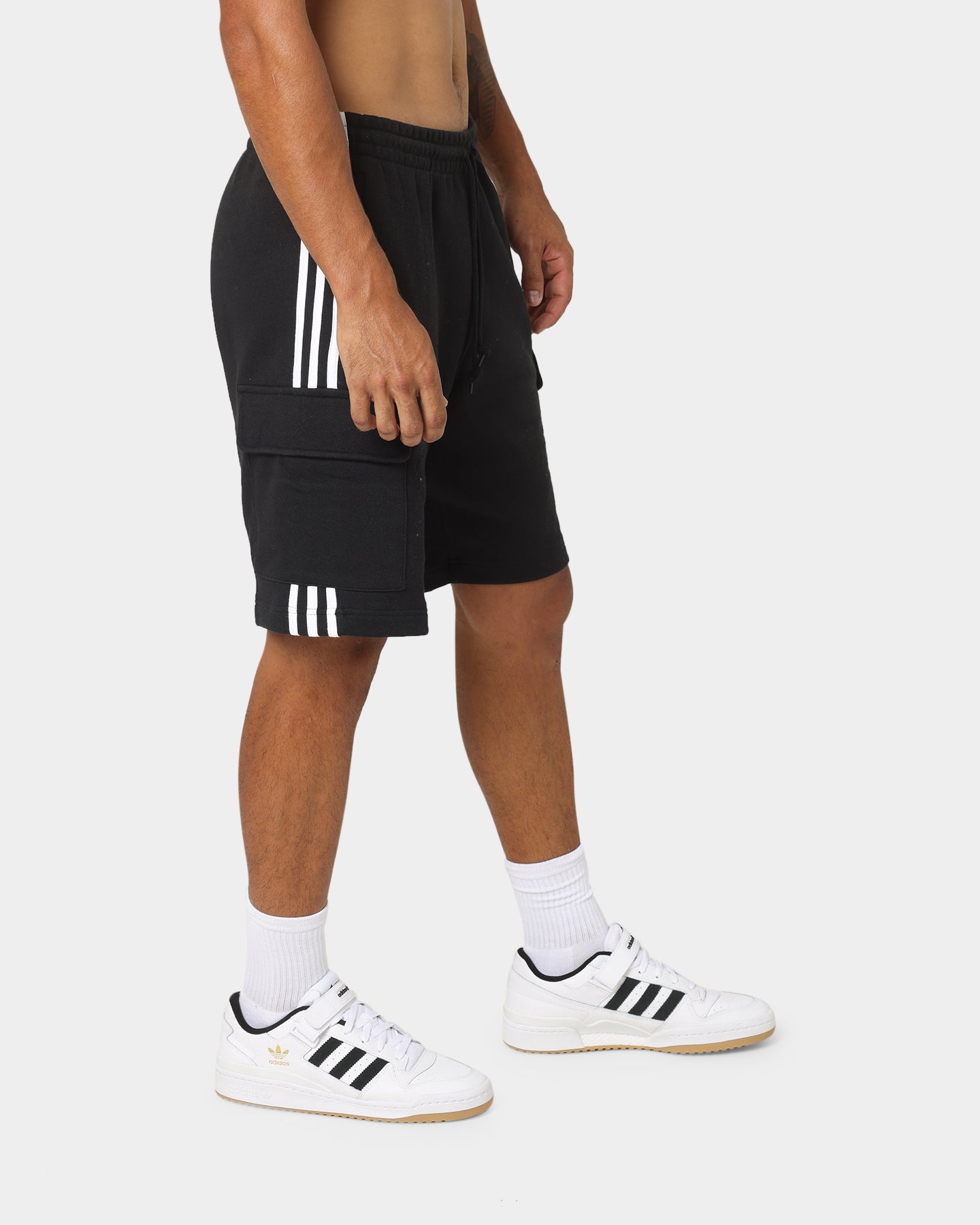 Adidas 3 Stripe Cargo Shorts for Men - Black Athletic Casual Shorts with Pockets | Perfect for Gym, Running, Workout & Everyday Wear
