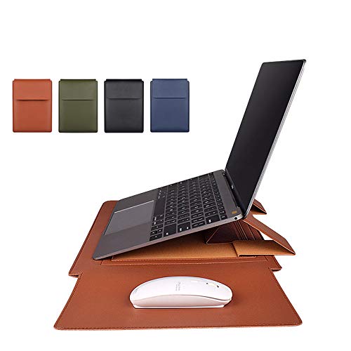 Shock-Resistant Laptop Sleeve Case with Stand - Durable Brown Notebook Bag for MacBook, Ideal for Travel, Office, and Daily Commute