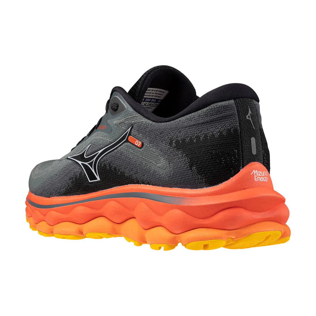 Mizuno Wave Sky 7 2E Running Shoes for Men - Turbulence/Nickel/Hot Coral - Cushioned Support for Long Distance & Marathon Training