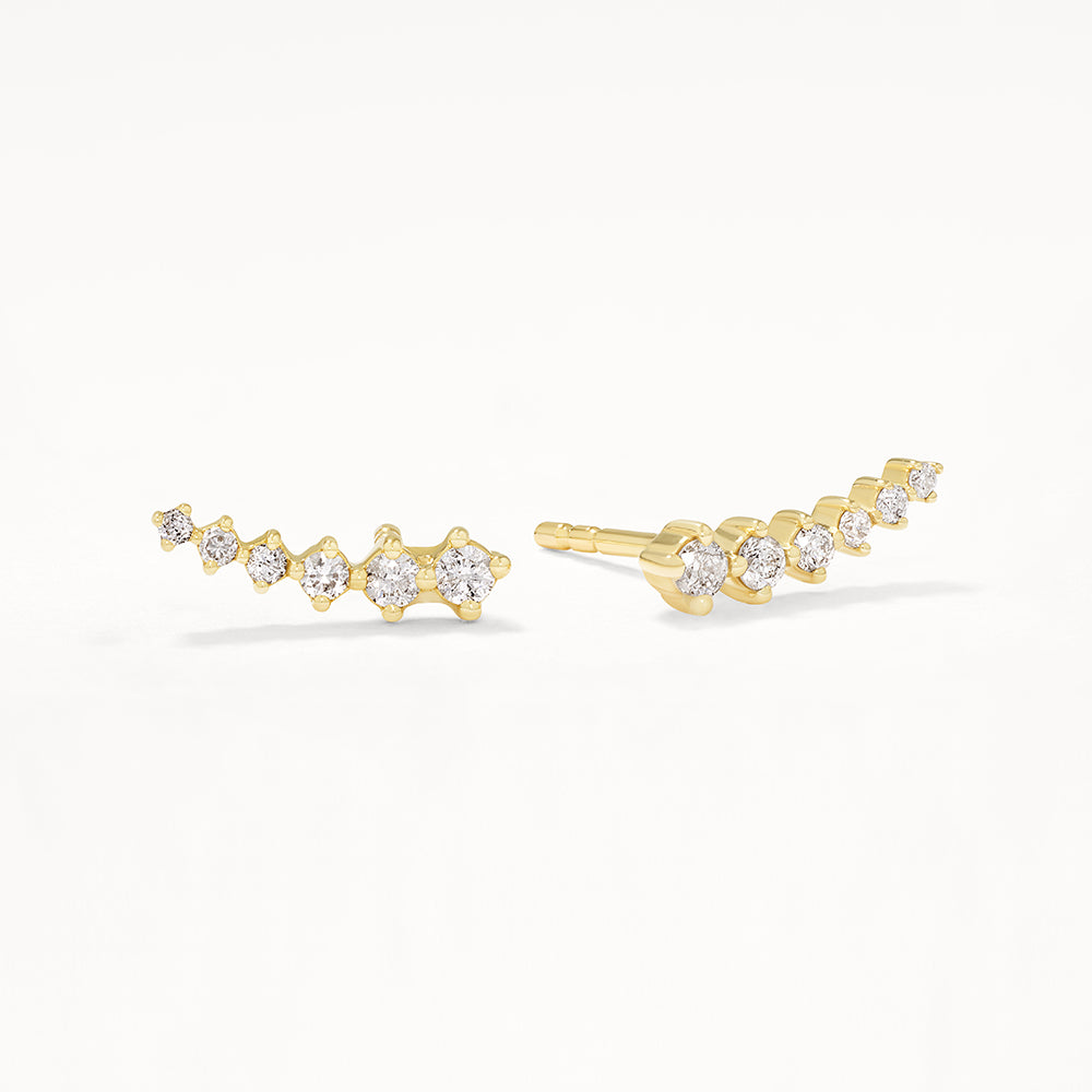 10k Gold Diamond Climber Stud Earrings for Women - Elegant Everyday & Party Jewelry Gift