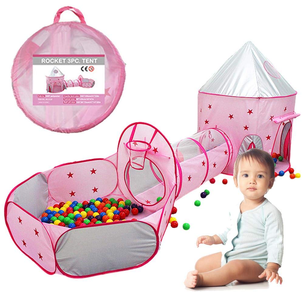 **LeveraYo 3-Piece Kids Play Tent Set with Tunnel & Ball Pit - Indoor/Outdoor Playhouse for Toddlers, Boys & Girls - Foldable Pop-Up Tent for Crawling & Fun (Perfect for Playrooms, Birthday Parties & Backyard Adventures)**